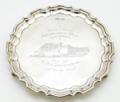 A silver card tray / salver with engraved decoration Tamale Races Governors Cup... hallmarked