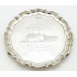 A silver card tray / salver with engraved decoration Tamale Races Governors Cup... hallmarked