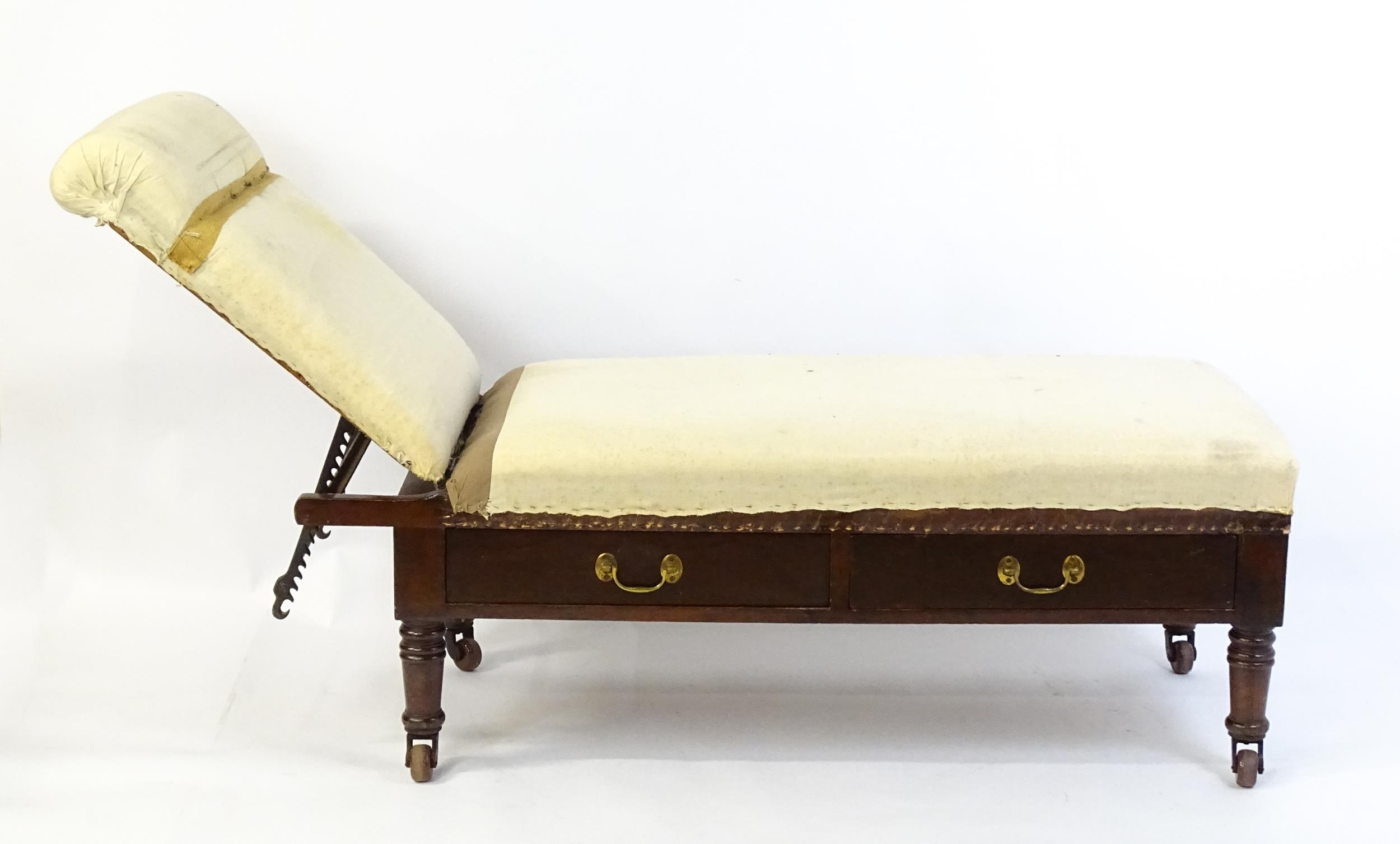 A Victorian 'Carters Literary Machine' day bed with an adjustable backrest above two short drawers - Image 8 of 10