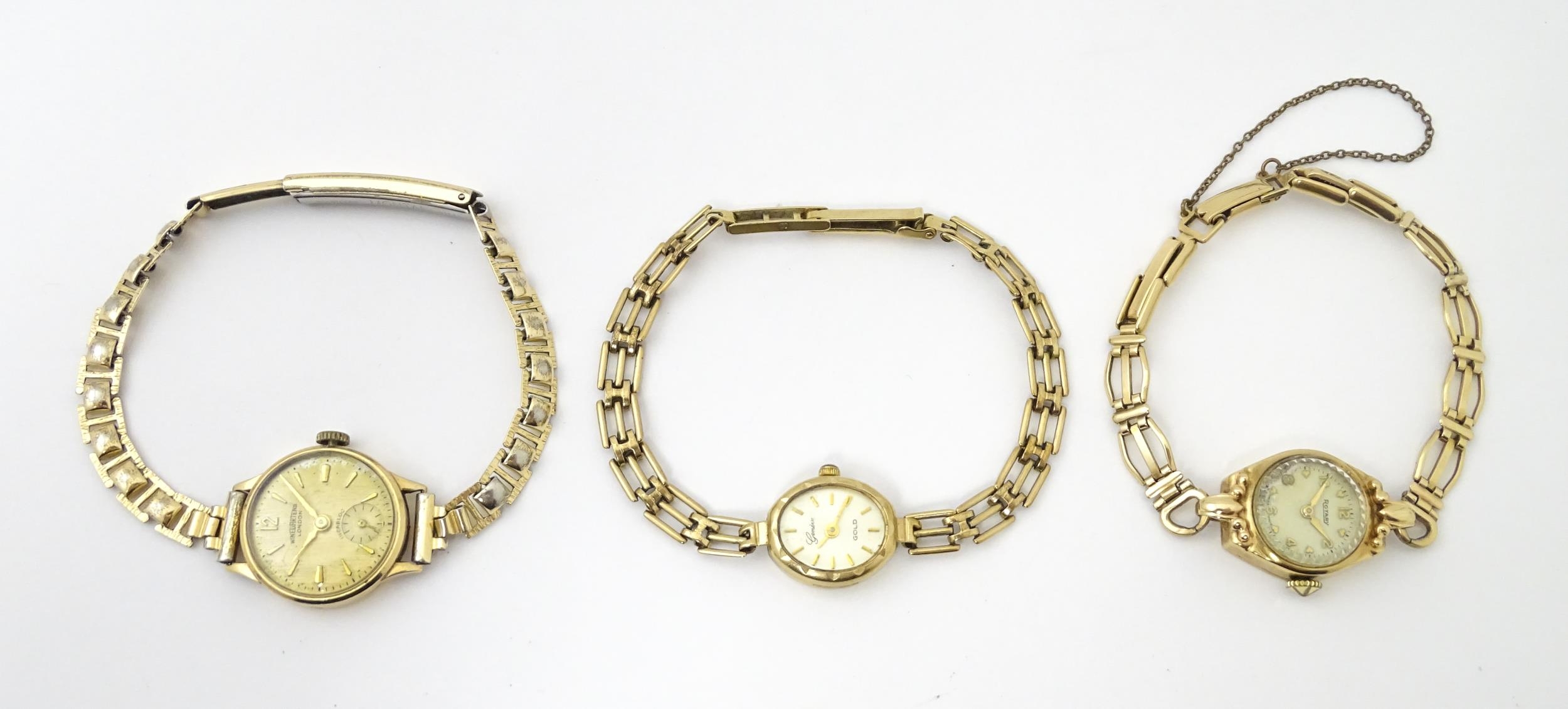 Three various 9ct gold ladies wristwatches, two with 9ct gold bracelet straps. Maker to include - Image 26 of 28