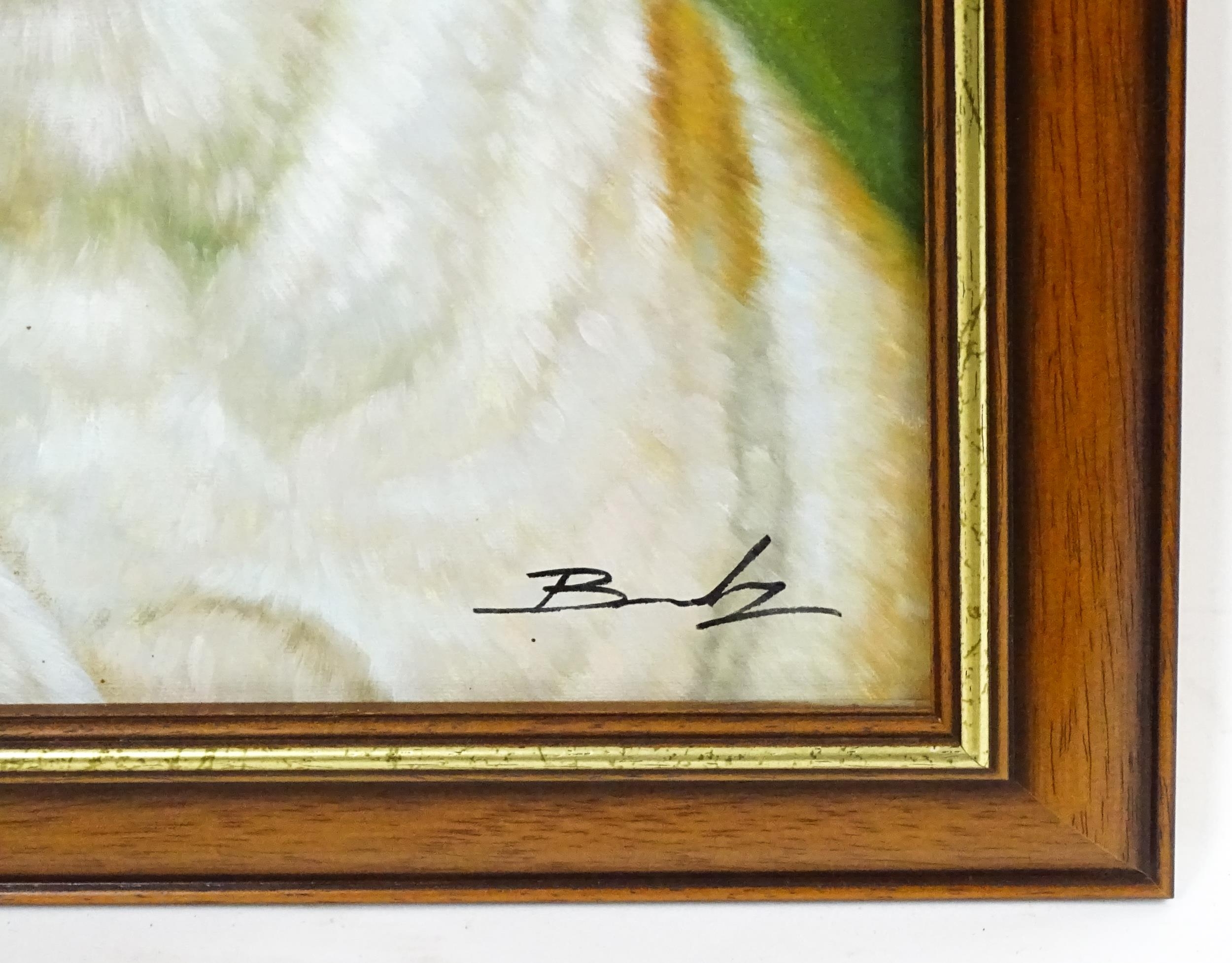 21st century, Oil on canvas, A study of two Golden Labrador dogs. Indistinctly signed lower right. - Image 4 of 4