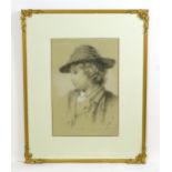 Mary Williams, 19th century, Pastel on paper, A portrait of a young boy in a hat. Signed and dated