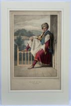 Louis Dupre (1789-1837), Original lithograph hand coloured with watercolour, Titled Une Page de