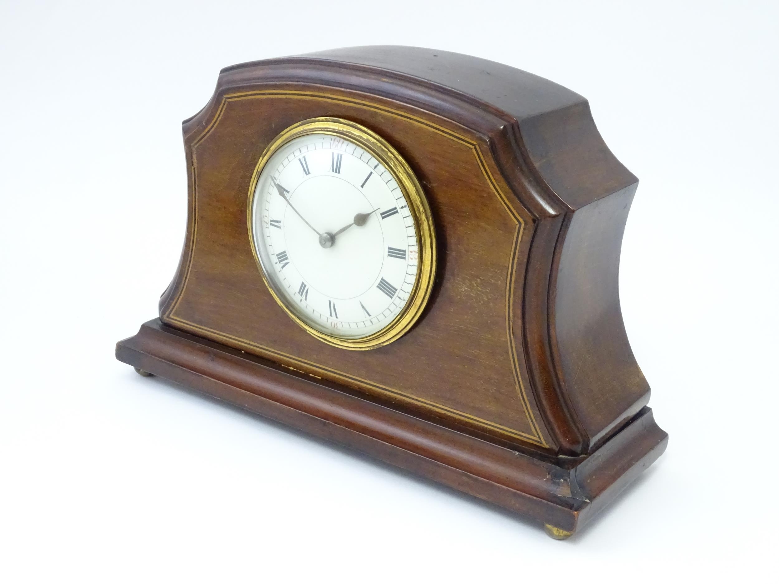 An early 20thC French mahogany cased mantle clock with white enamel dial and movement by - Image 3 of 6