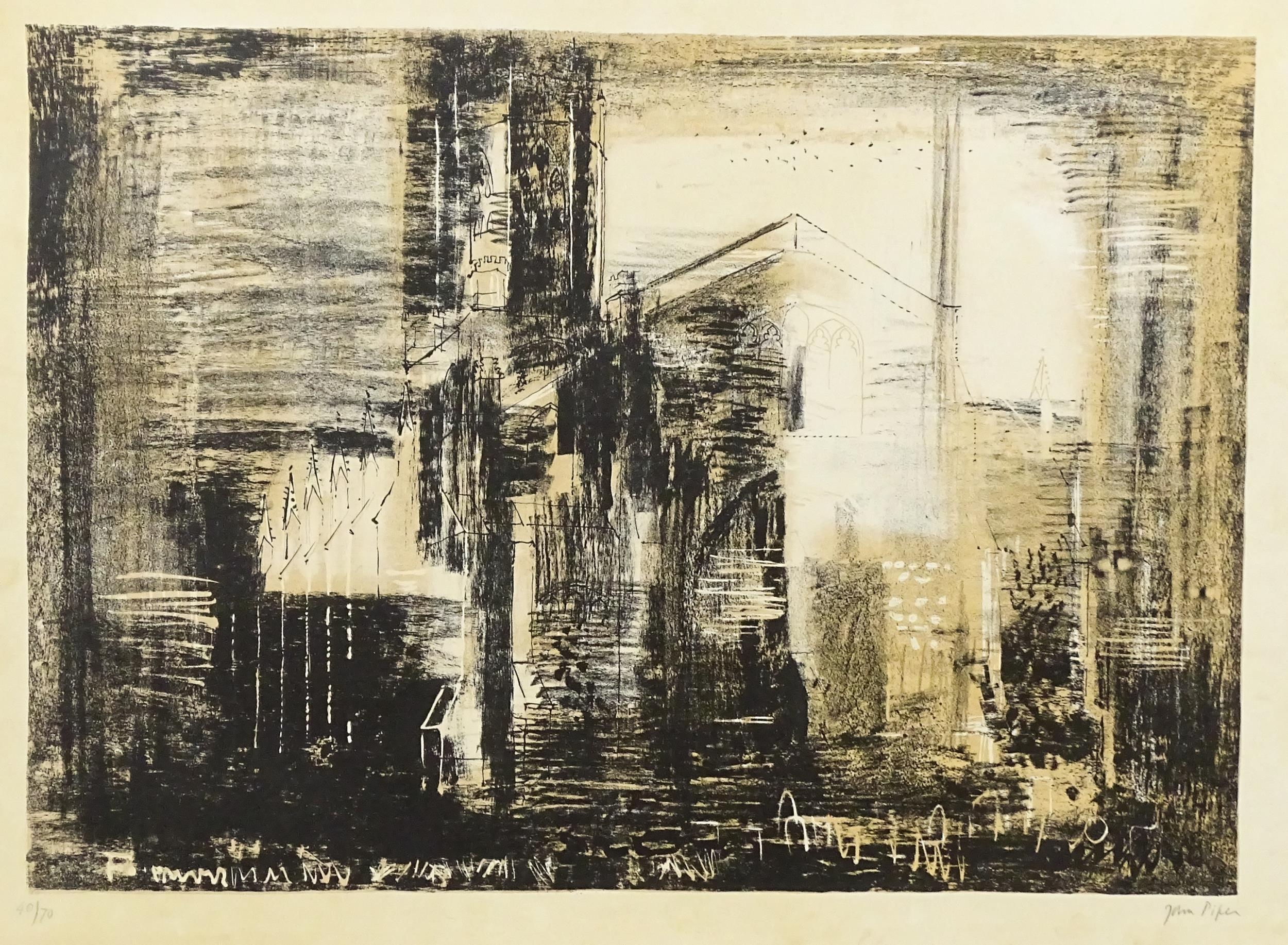 John Piper (1903-1992), Limited edition lithograph, Fotheringhay, Northamptonshire : Medieval Stone. - Image 3 of 7