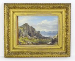 Early 20th century, Continental School, Oil on board, A mountain landscape with sailing boats on the