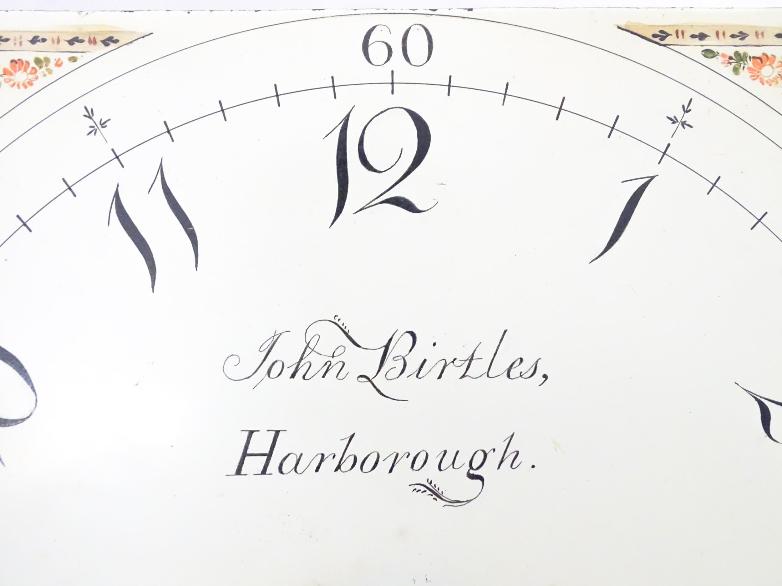 A longcase clock movement with painted dial signed John Birtles Harborough. The dial Approx. 12" x - Image 4 of 12