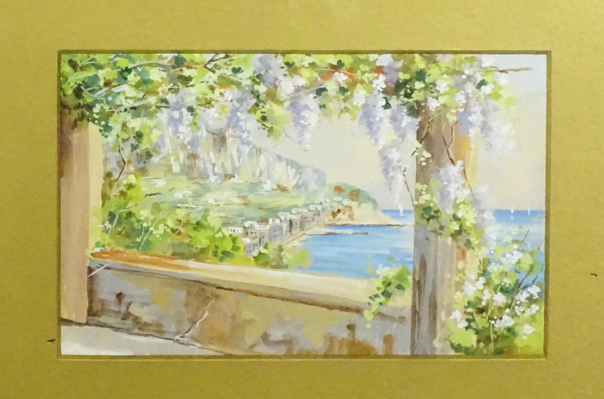 Franco, 20th century, Watercolour and gouache, Four Mediterranean views to include Mount Vesuvius - Image 3 of 9