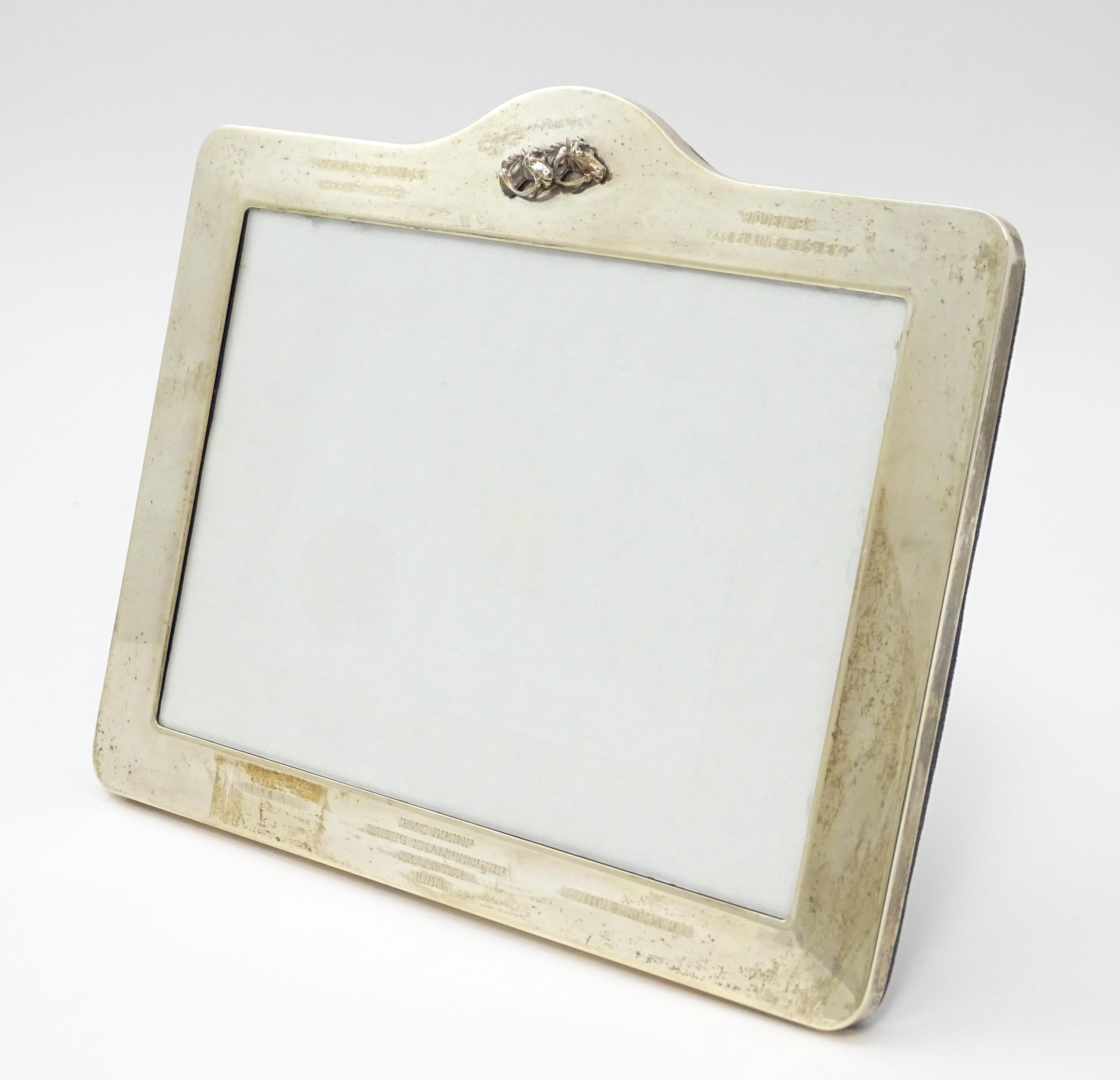 An easel back photograph frame with silver surround with horse head and engraved detail, - Image 12 of 13