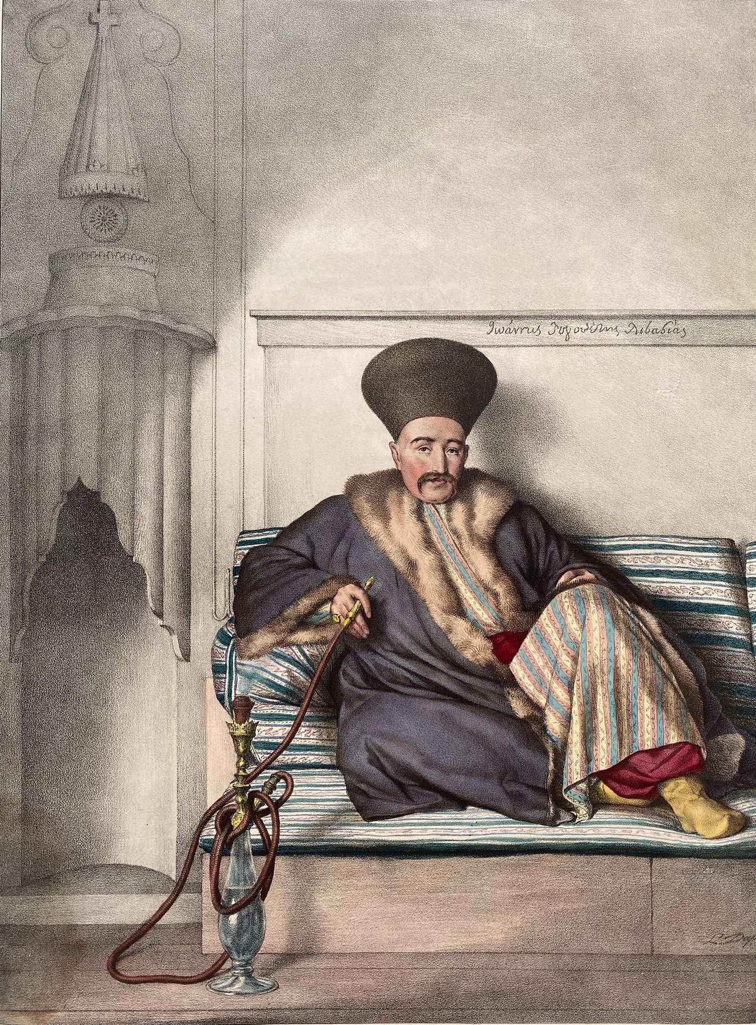Louis Dupre (1789-1837), Original lithograph hand coloured with watercolour, Titled Un Grec - Image 3 of 6