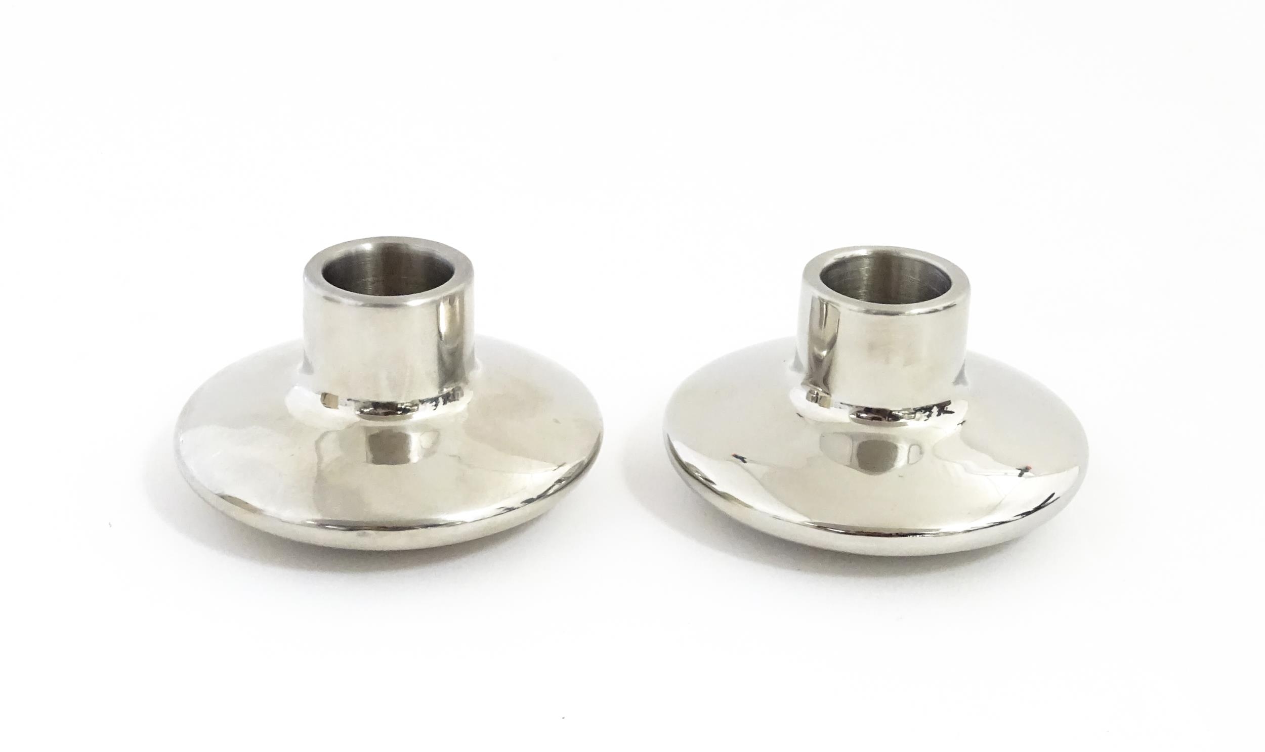 A pair Danish Georg Jensen candlesticks of squat form from the Masterpieces series designed by - Image 5 of 9