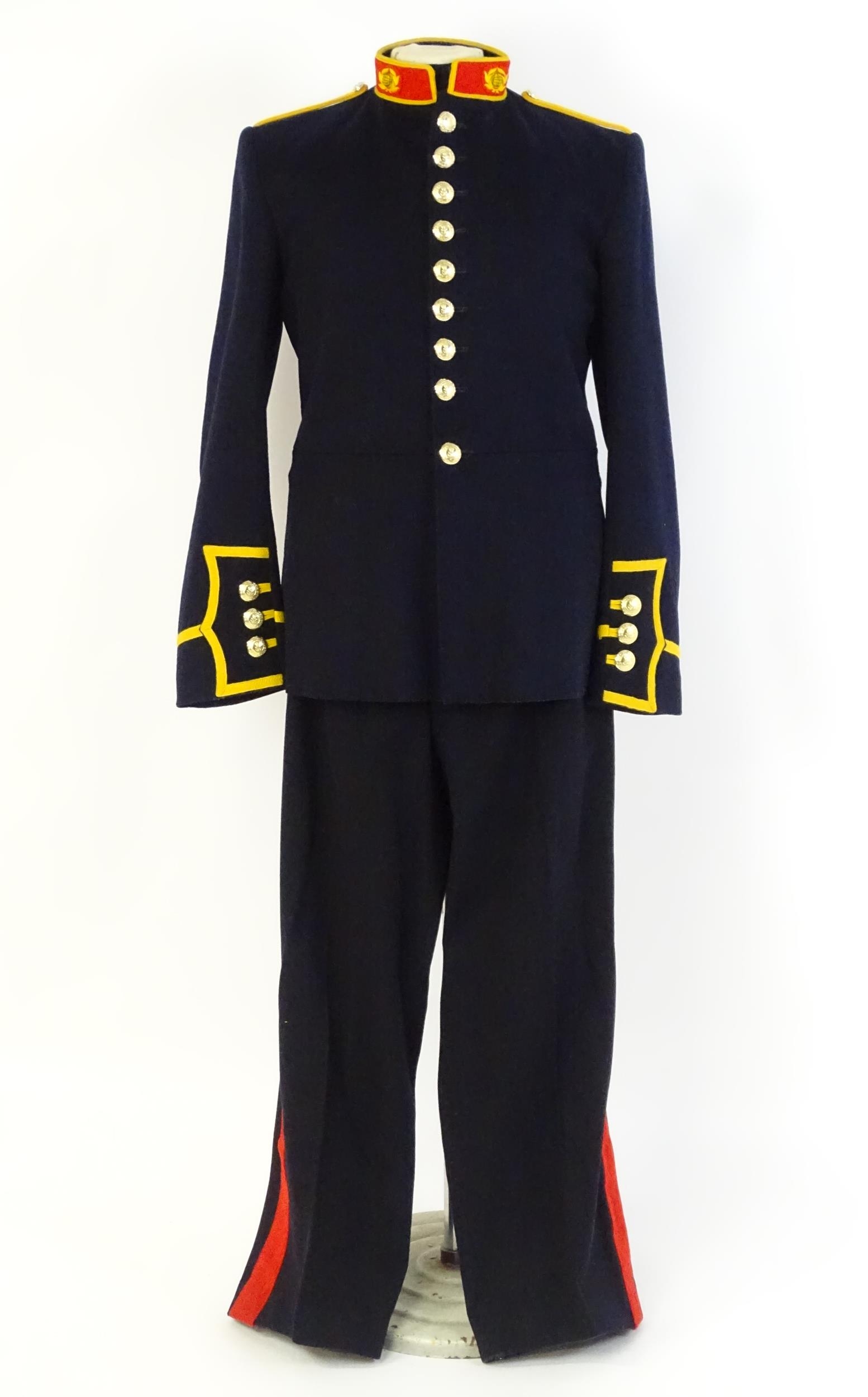 Militaria : a Royal Marines bandsman's No.1 full dress uniform, the single-breasted tunic with - Image 3 of 13