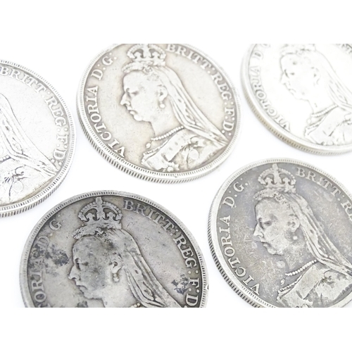 Coins: Five Victorian crowns dated 1889, 1890, 1891 and two 1892 (5) Please Note - we do not make - Image 4 of 6