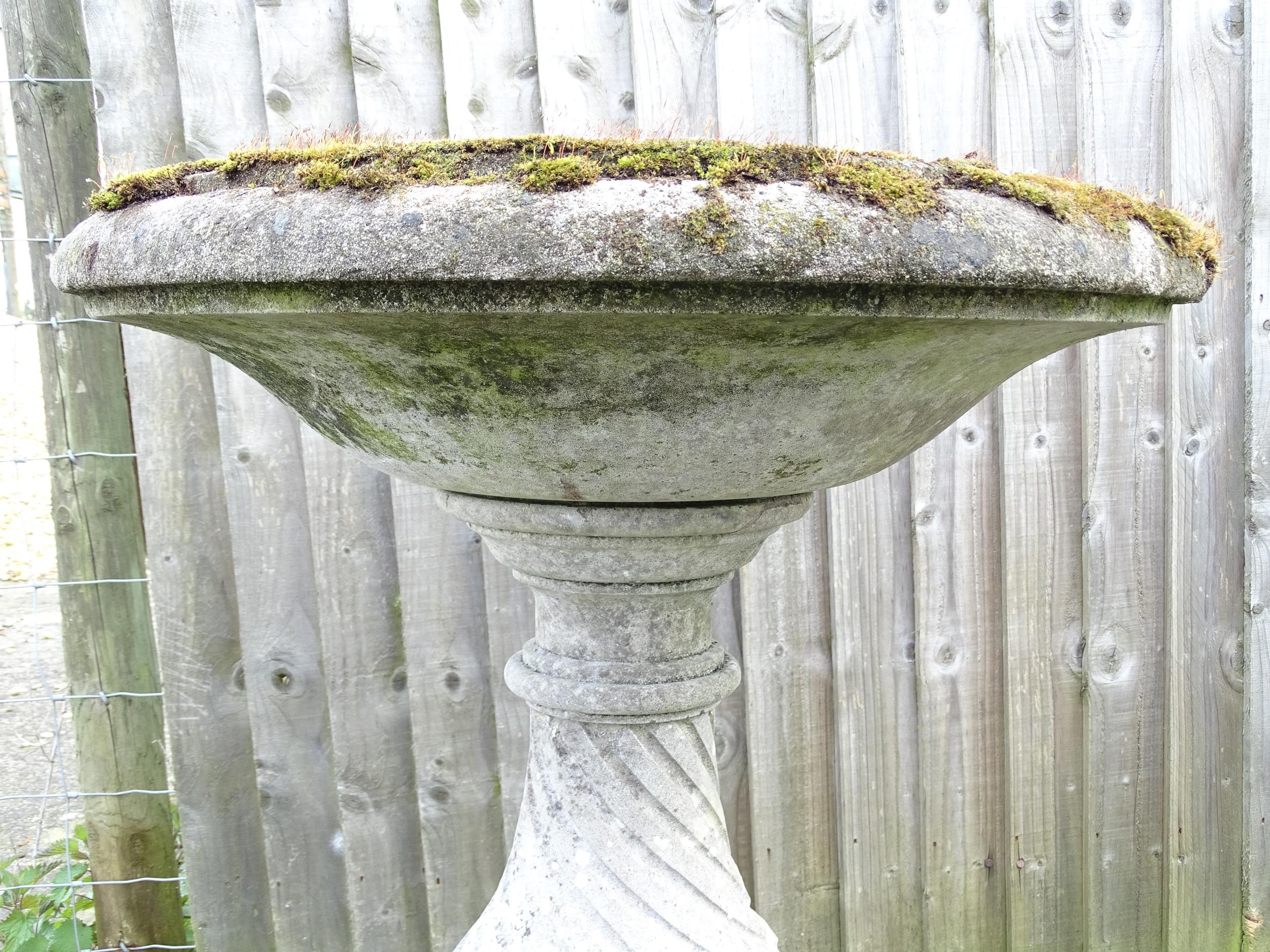 Garden & Architectural : a reconstituted stone bird bath, with figural column, standing approx 37" - Image 2 of 6