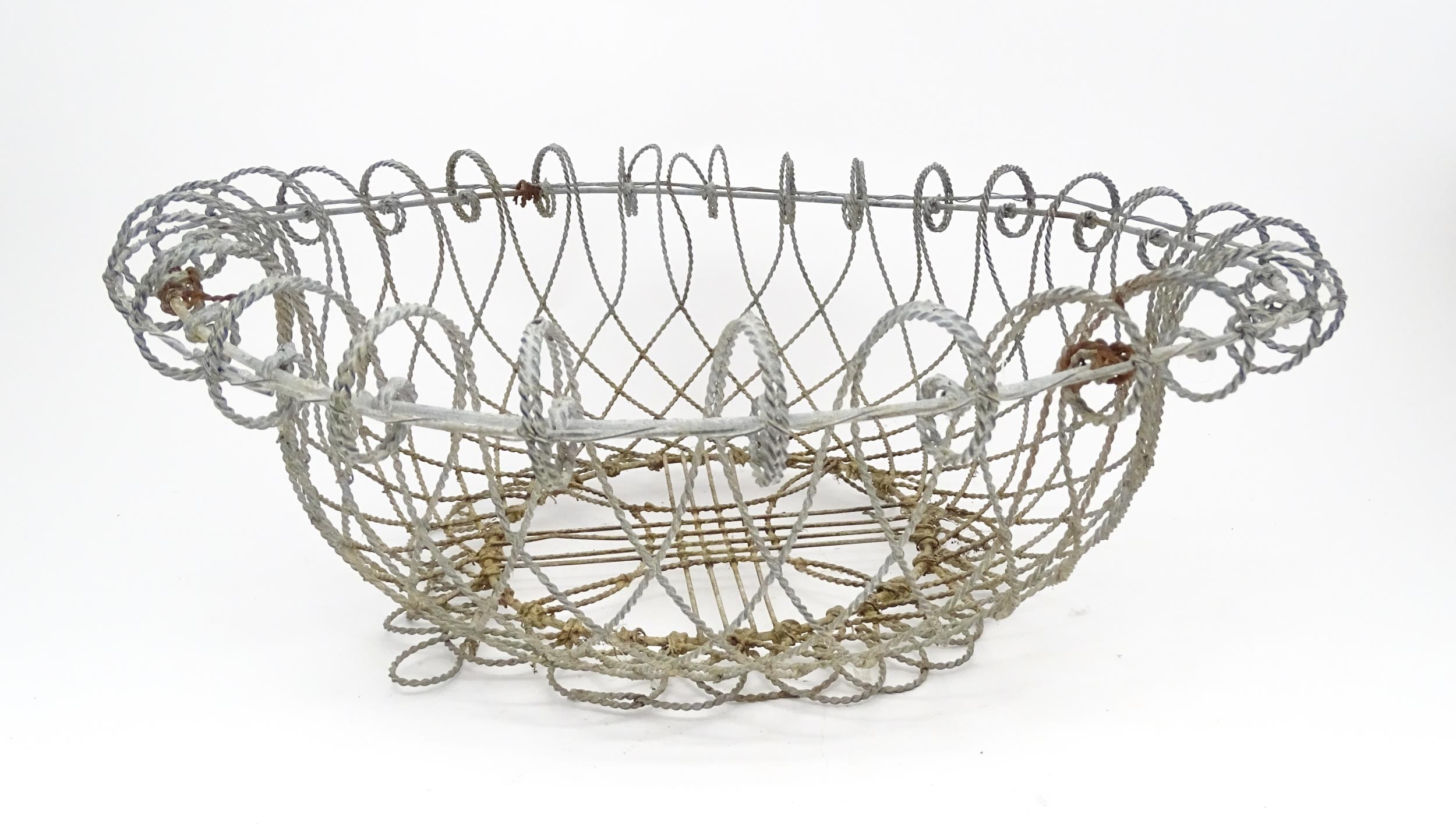 A pair of 19thC wirework planters / baskets with scrolling detail. Each approx. 24" in diameter x 8" - Image 6 of 15