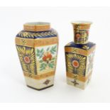 Two Wilton Ware vases decorated in the Imari palette, one of hexagonal form, the other of squared