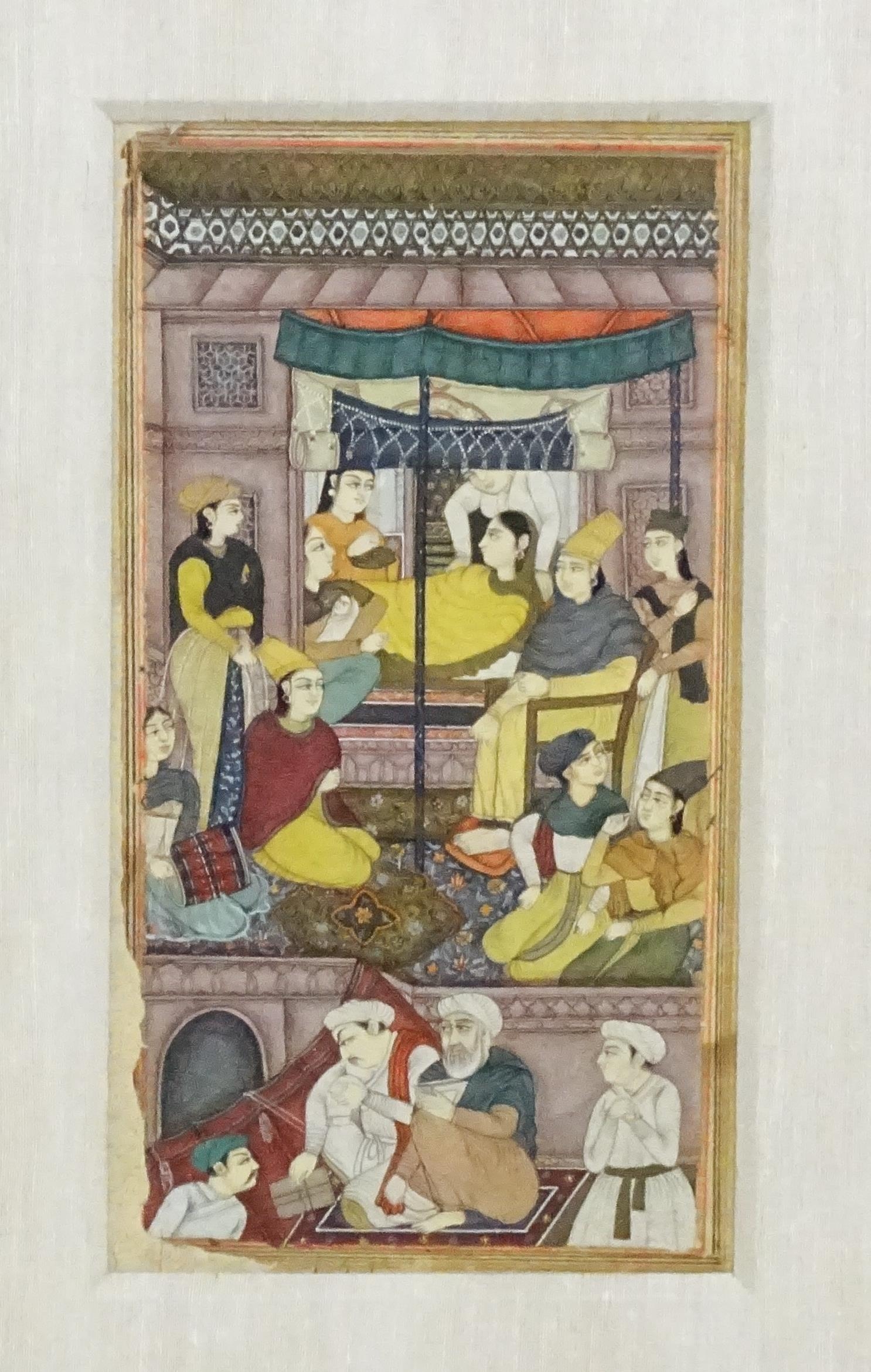 Indian / Persian School, Watercolour and gouache, An illuminated manuscript page, depicting female - Image 3 of 3