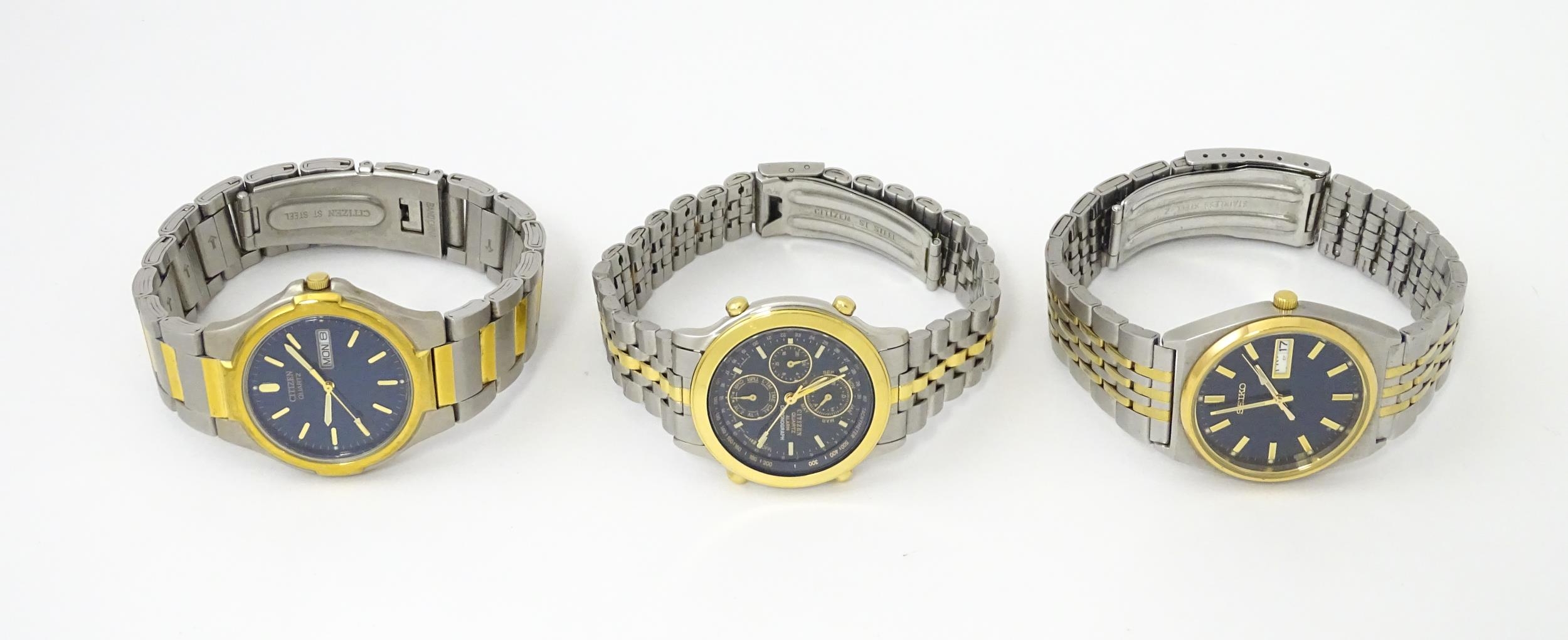 Three various Gentleman's Quartz wristwatches to two citizen watches and a Seiko watch(3) Please - Image 3 of 9