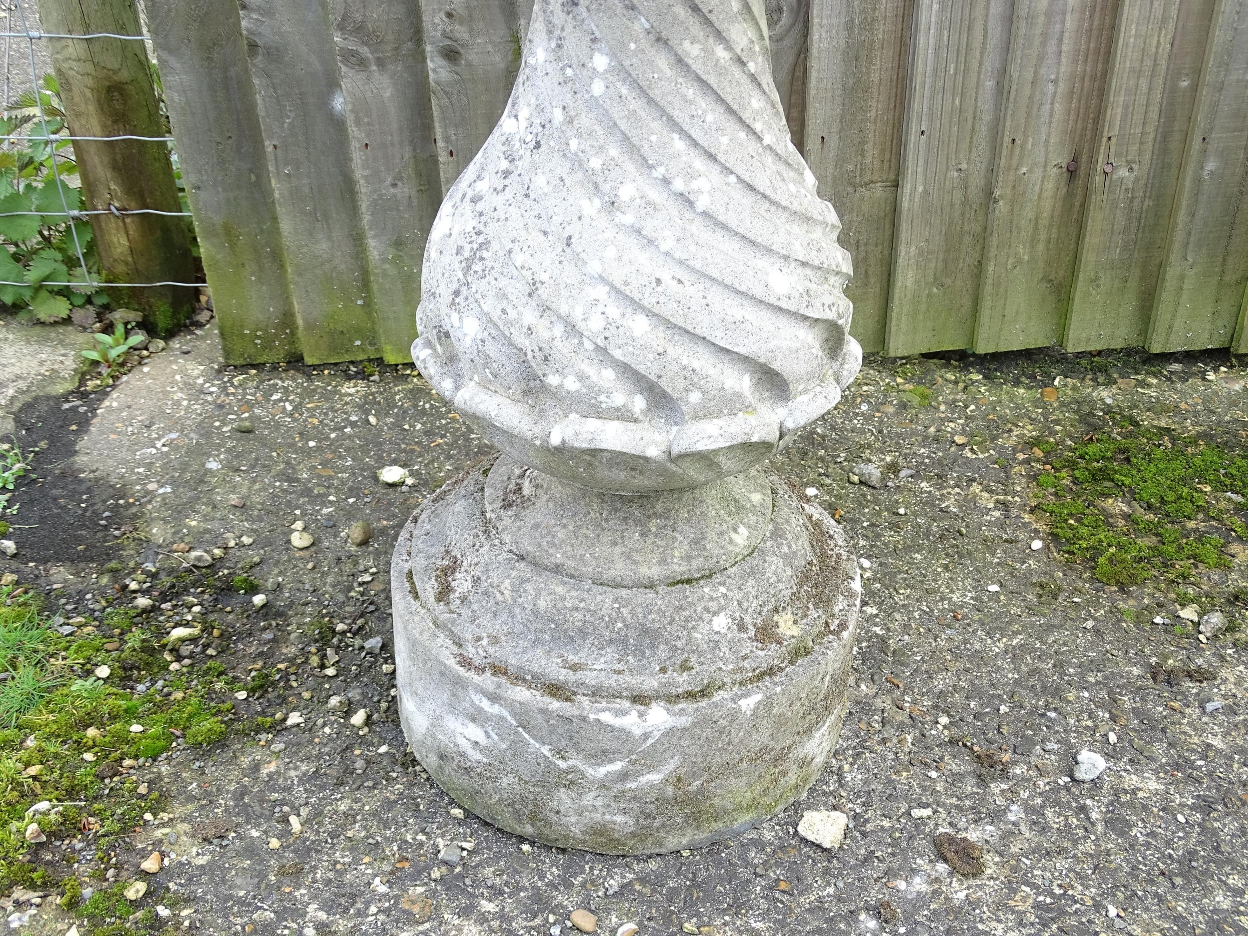 Garden & Architectural : a reconstituted stone bird bath, with figural column, standing approx 37" - Image 6 of 6