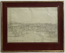 Early 19th century, British School, Pencil Drawing, A view of Mysore, India. Titled lower Mysore