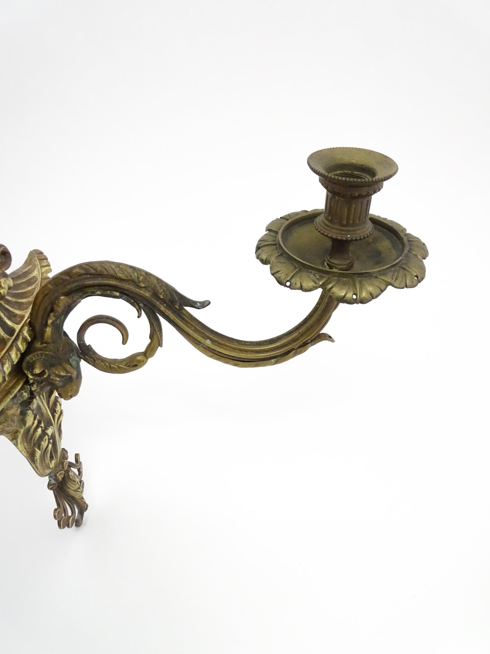 Two cast wall sconces with urn and rams head detail. Approx. 12" high (2) Please Note - we do not - Image 4 of 9
