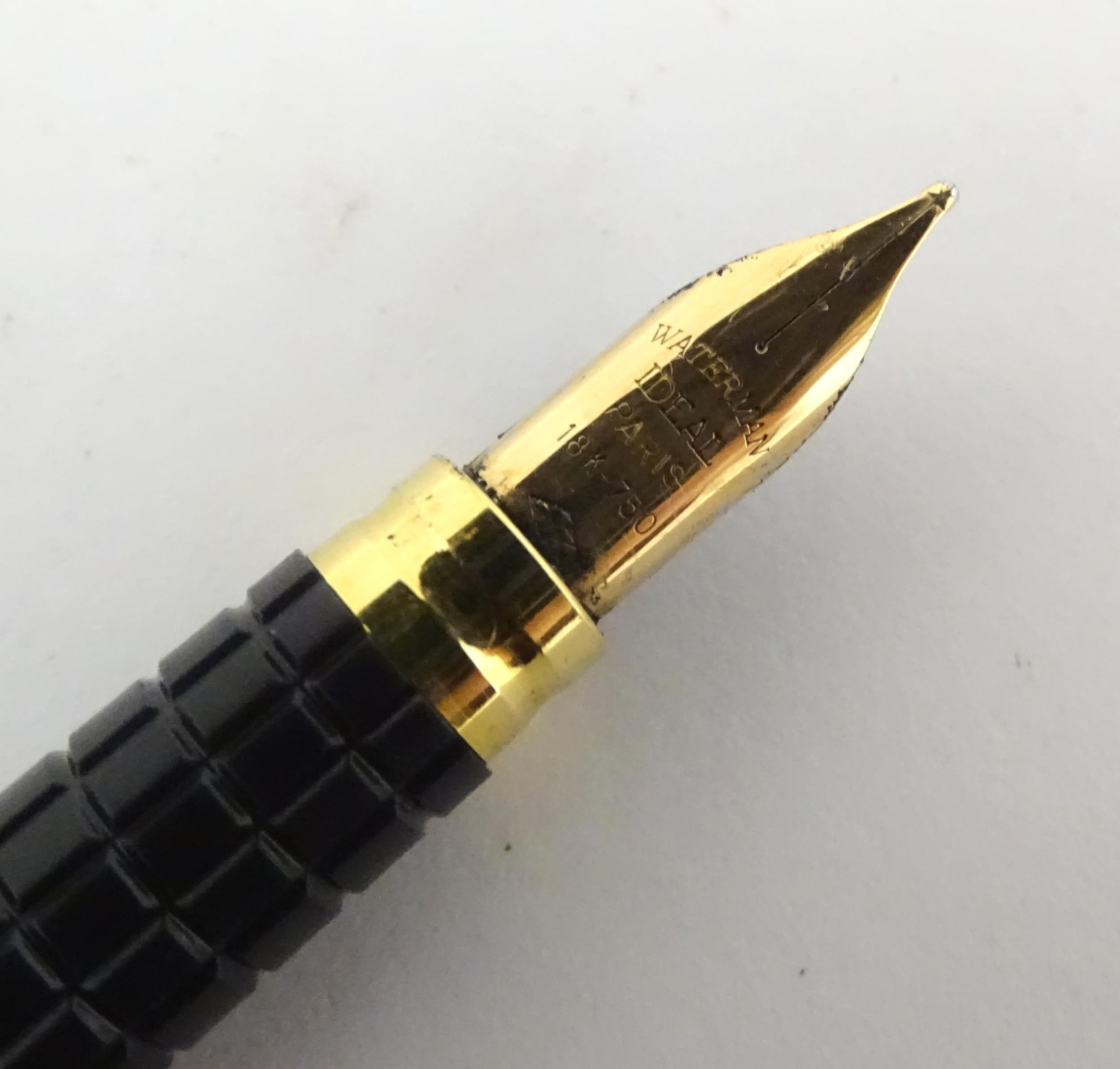 A De Beers cased Waterman Paris 'Ideal' fountain pen, the barrel and cap with black and bronze - Image 11 of 25