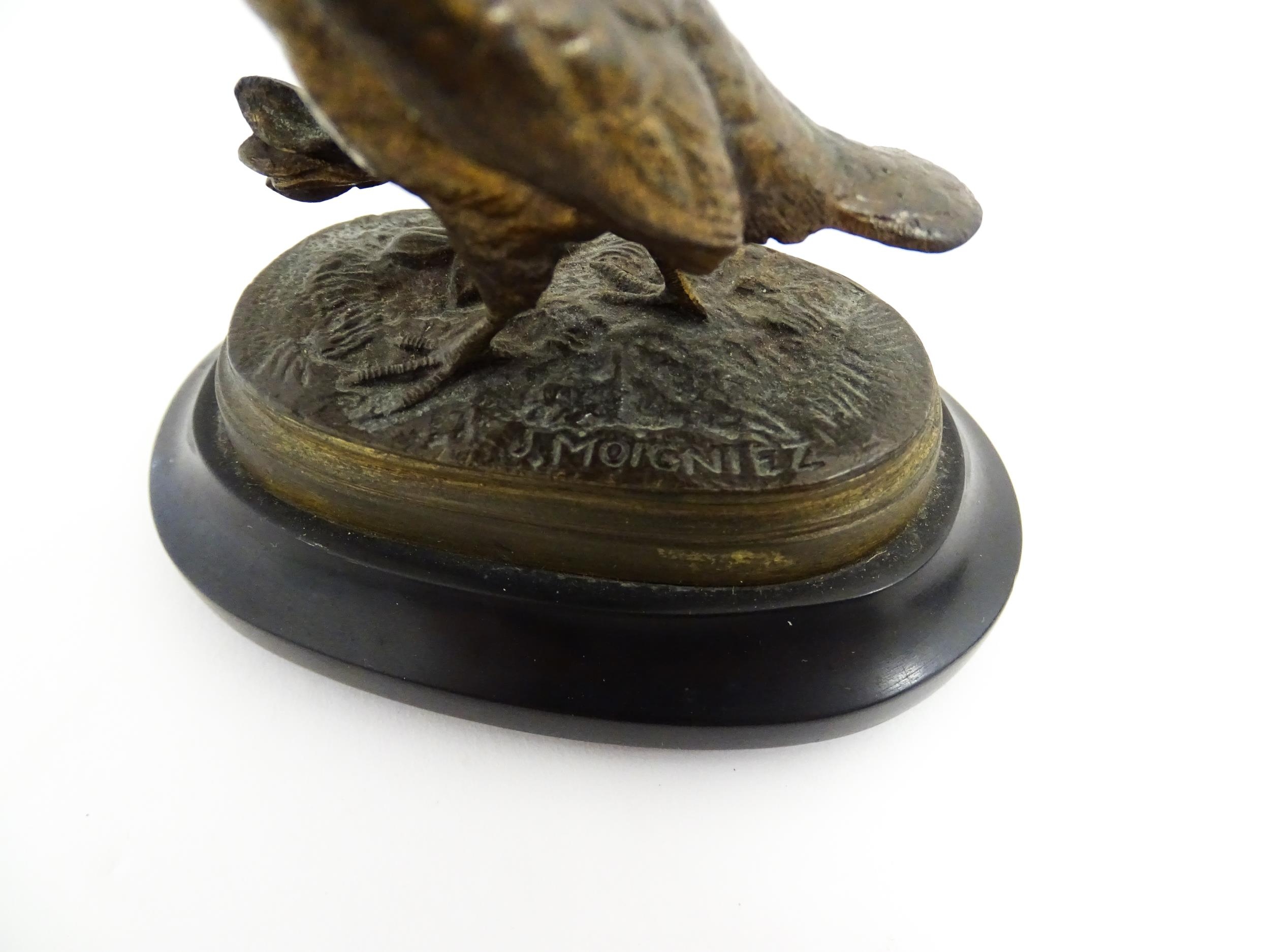 A 20thC cast bronze sculpture modelled as a partridge / bird after Jules Moigniez. Cast signature to - Image 2 of 8