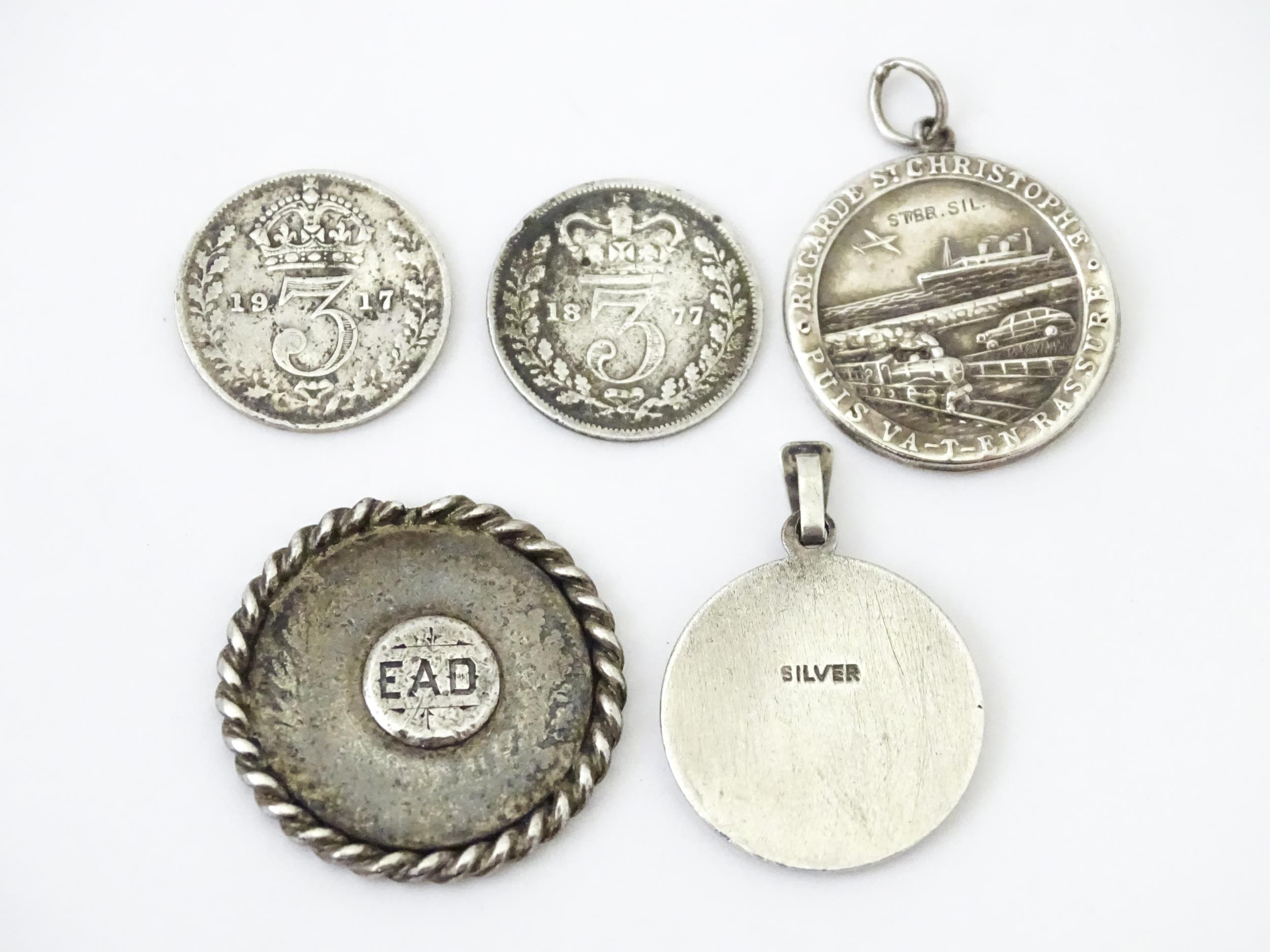 Assorted items to include two silver St Christopher pendants, one of double sided form with St - Image 2 of 7