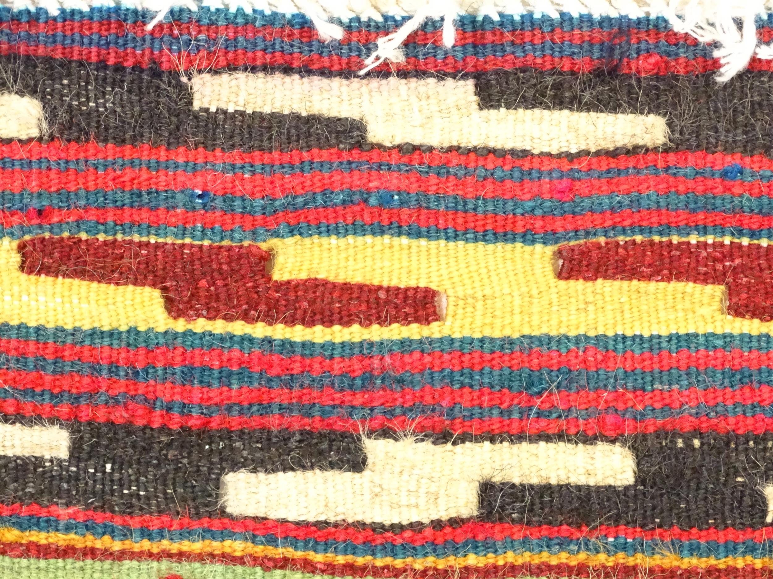 Carpet / Rug : A South West Persian qashgai kilim rug with banded geometric motifs and borders. - Image 8 of 9