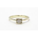 A 9ct white gold ring set with diamond solitaire. Ring size approx. J 1/2 Please Note - we do not