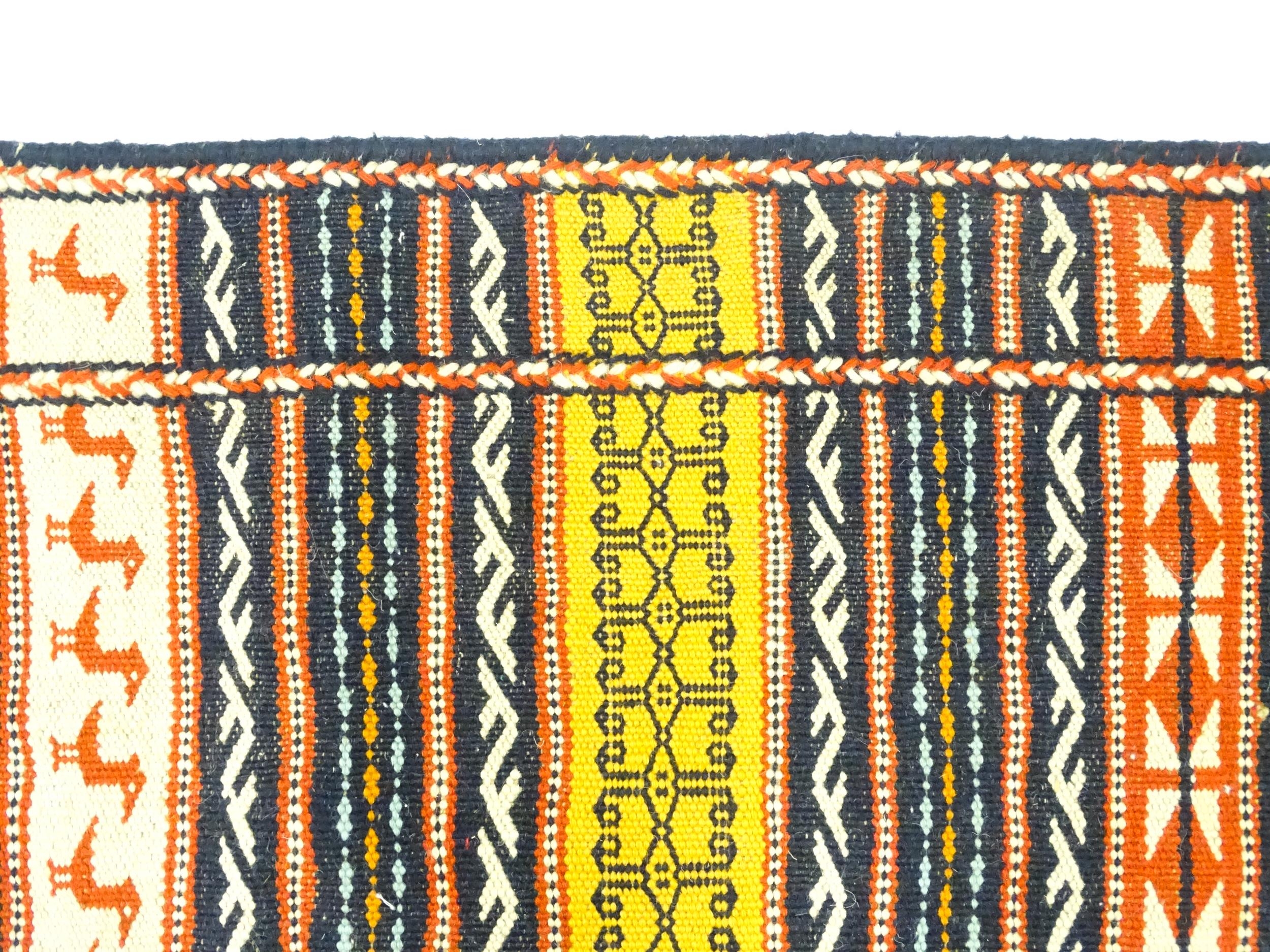 Carpet / Rug : A North East Persian Sumak kilim rug with banded geometric detail and repeating - Image 5 of 11