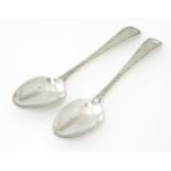 A Geo III pair of silver teaspoons hallmarked London 1783, maker Hester Bateman. Approx. 4 3/4" long