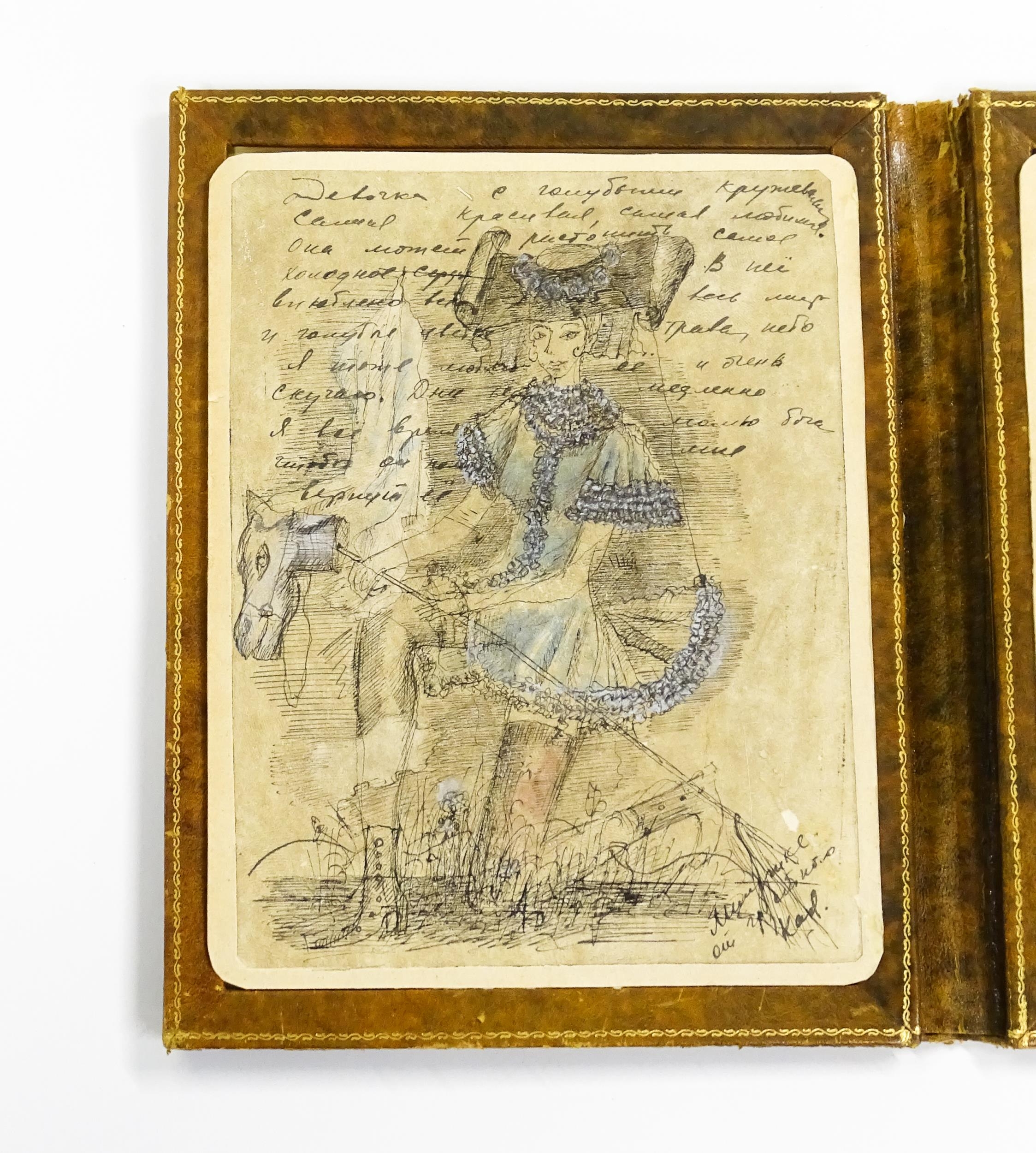 20th century, Russian School, Etchings with hand painted highlights and ink inscription, A horse - Image 4 of 8