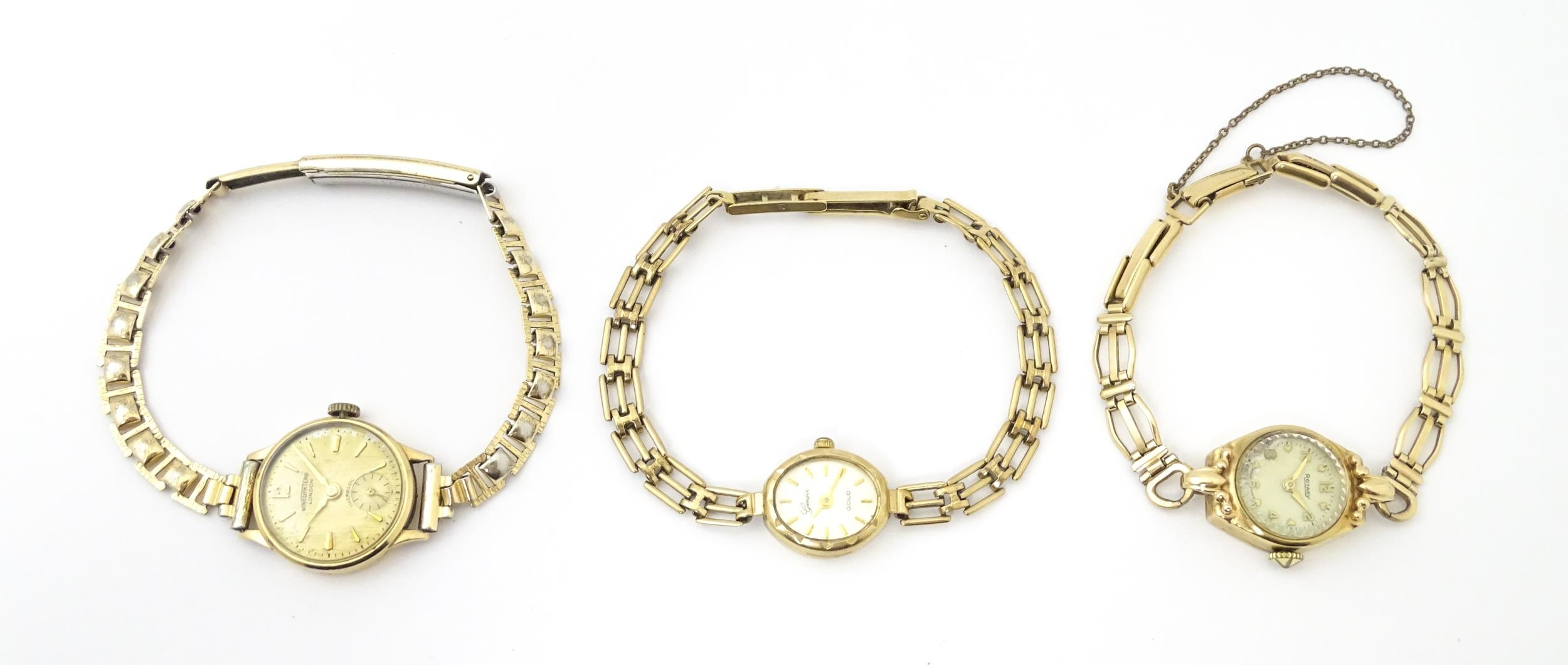 Three various 9ct gold ladies wristwatches, two with 9ct gold bracelet straps. Maker to include - Image 27 of 28