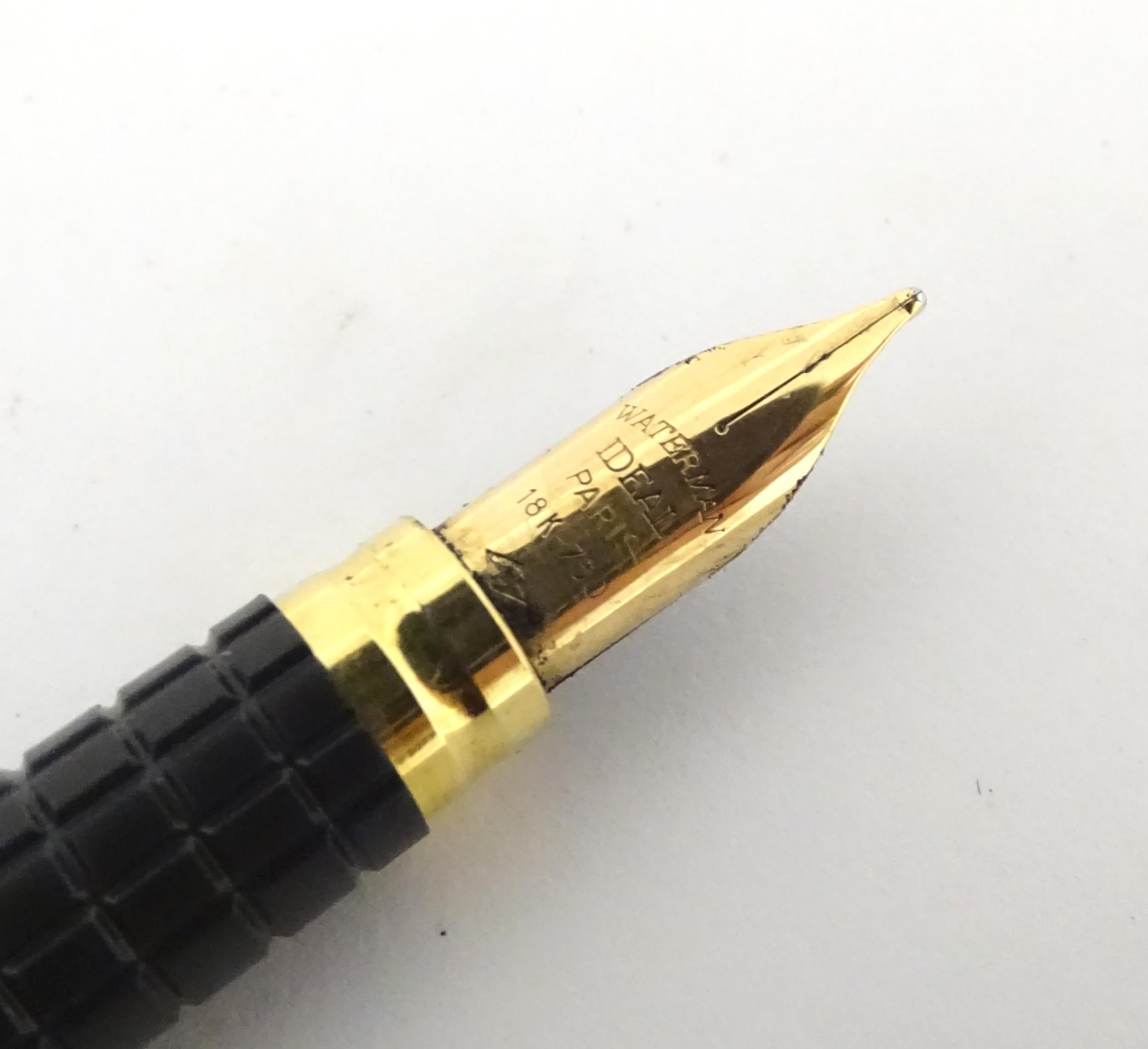 A De Beers cased Waterman Paris 'Ideal' fountain pen, the barrel and cap with black and bronze - Image 10 of 25