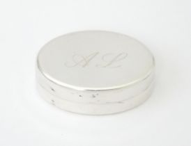 A Continental .800 Italian silver pill box by Greggio. Approx 1 1/2" wide Please Note - we do not