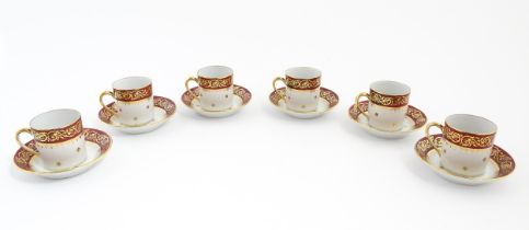 A quantity of French Limoges Savary tea / coffee wares comprising six cups and saucers with gilt