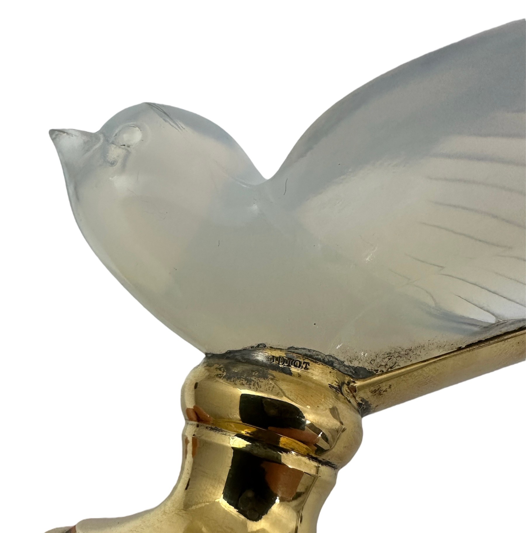 A pair of glass models of swallows raised on French silver gilt stands, stamped Odiot. Approx. 2 1/ - Image 9 of 9