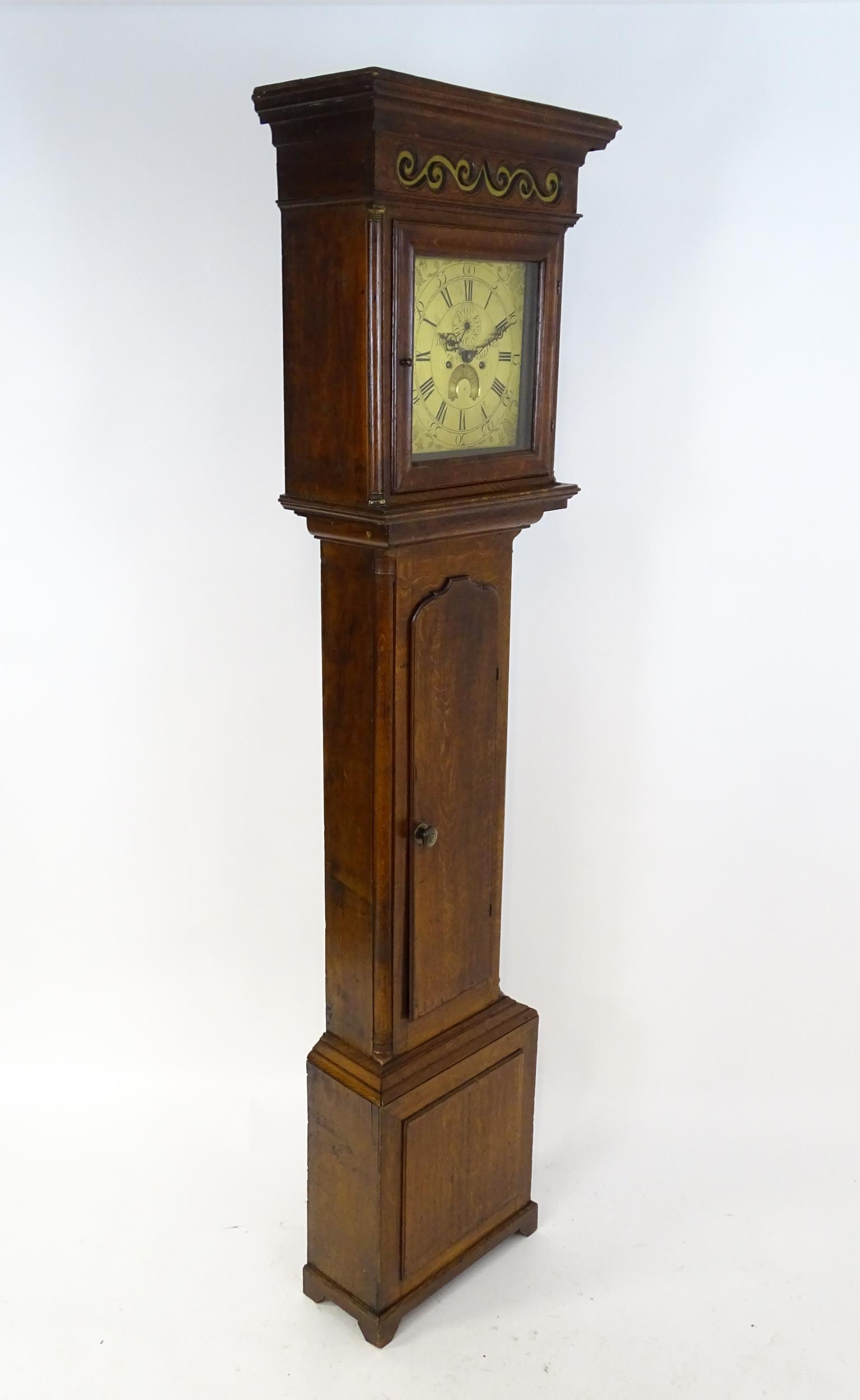 Dickerson, Framlingham : An oak cased 8-day longcase clock with brass face having Roman numerals and - Image 3 of 14