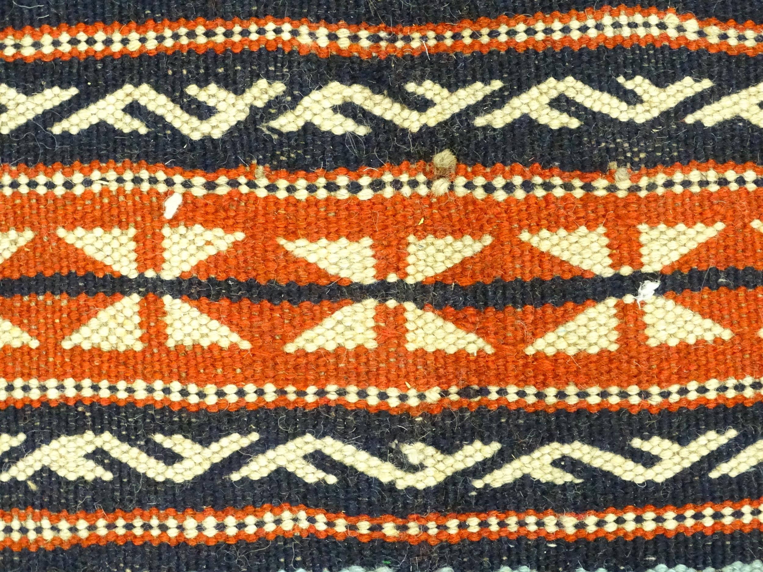 Carpet / Rug : A North East Persian Sumak kilim rug with banded geometric detail and repeating - Image 8 of 11