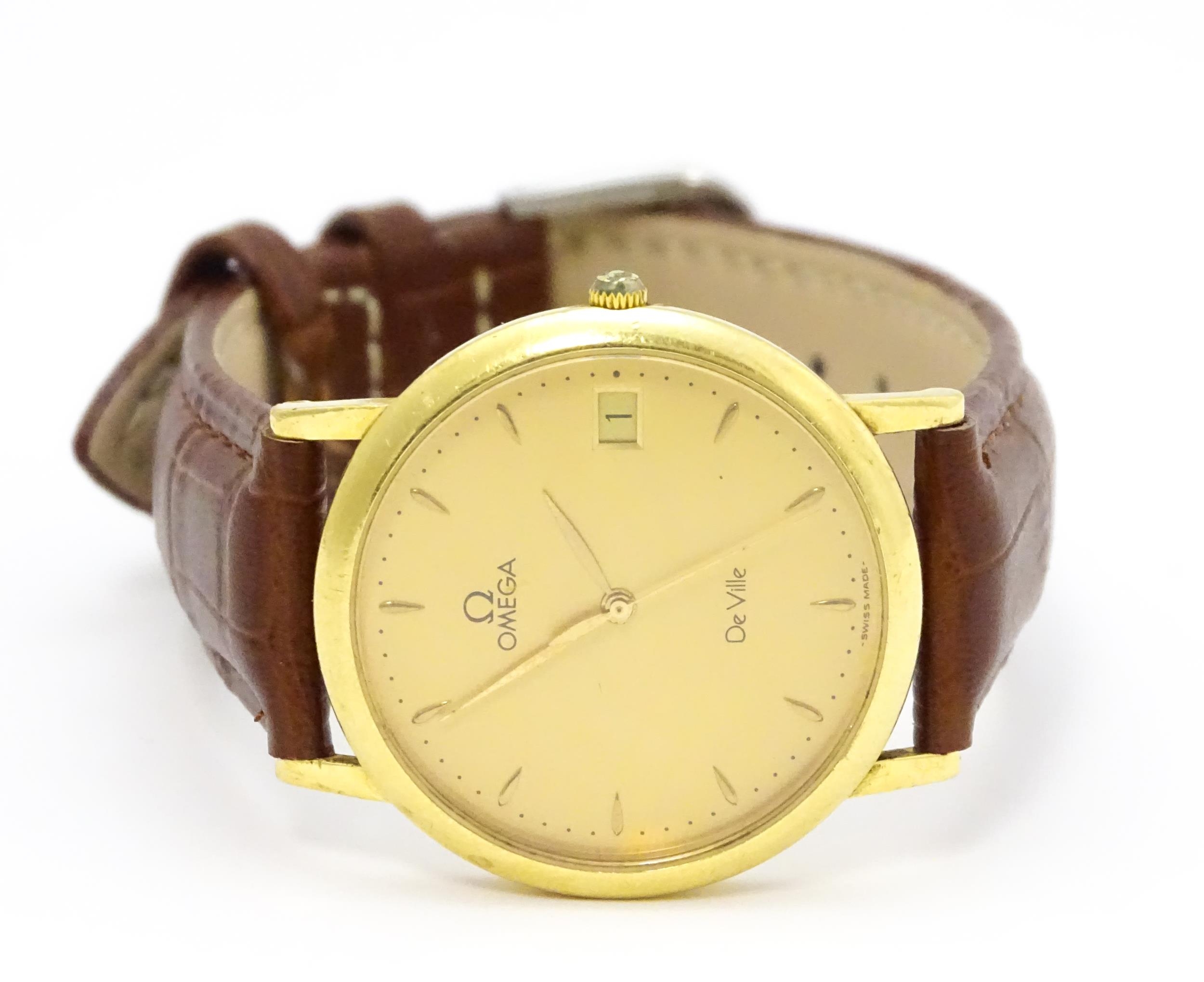 An Omega 18ct gold cased De Ville wristwatch, the dial with hour batons and date aperture. Watch - Image 6 of 17