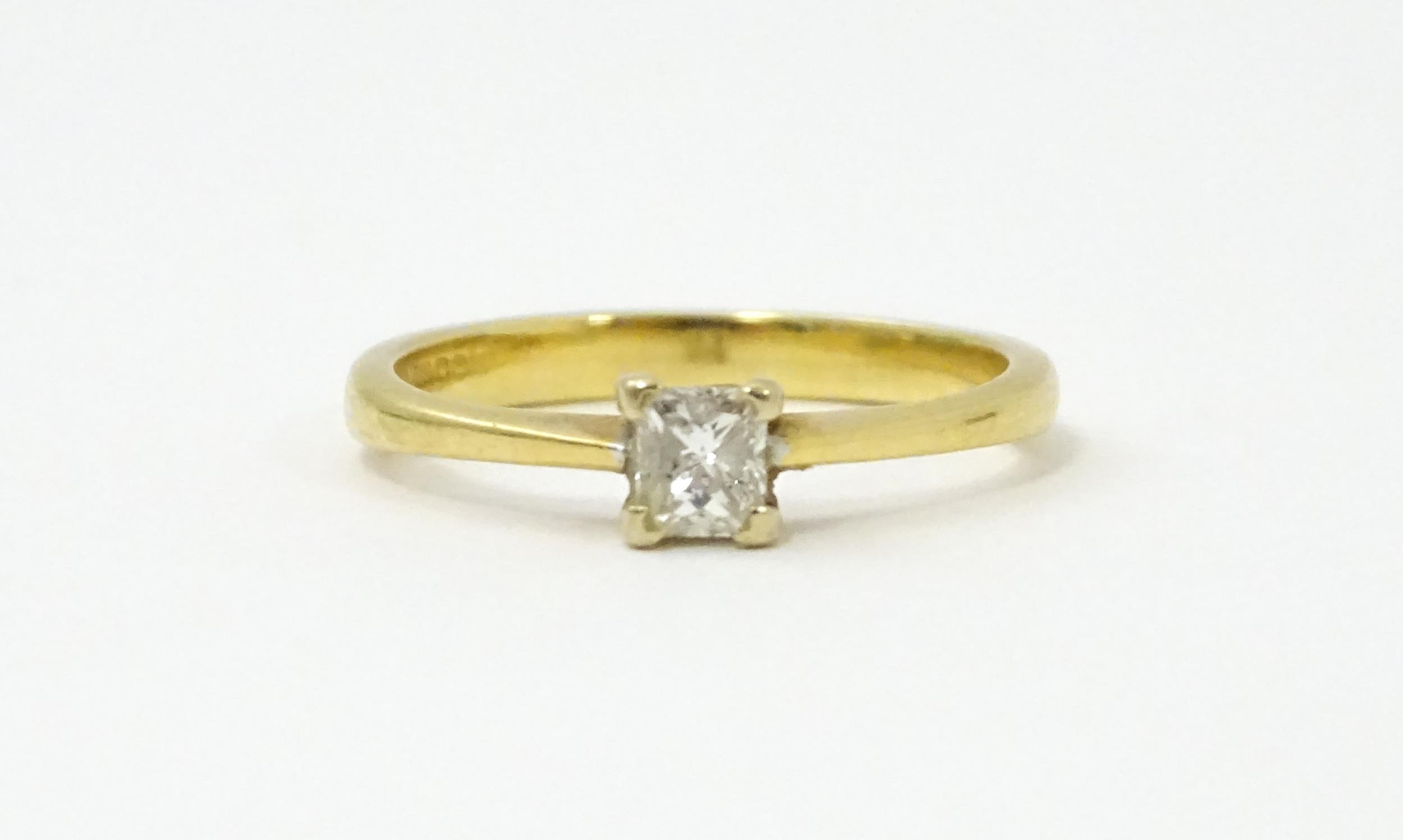 An 18ct gold ring set with diamond solitaire. Ring size approx. L 1/2 Please Note - we do not make - Image 2 of 6