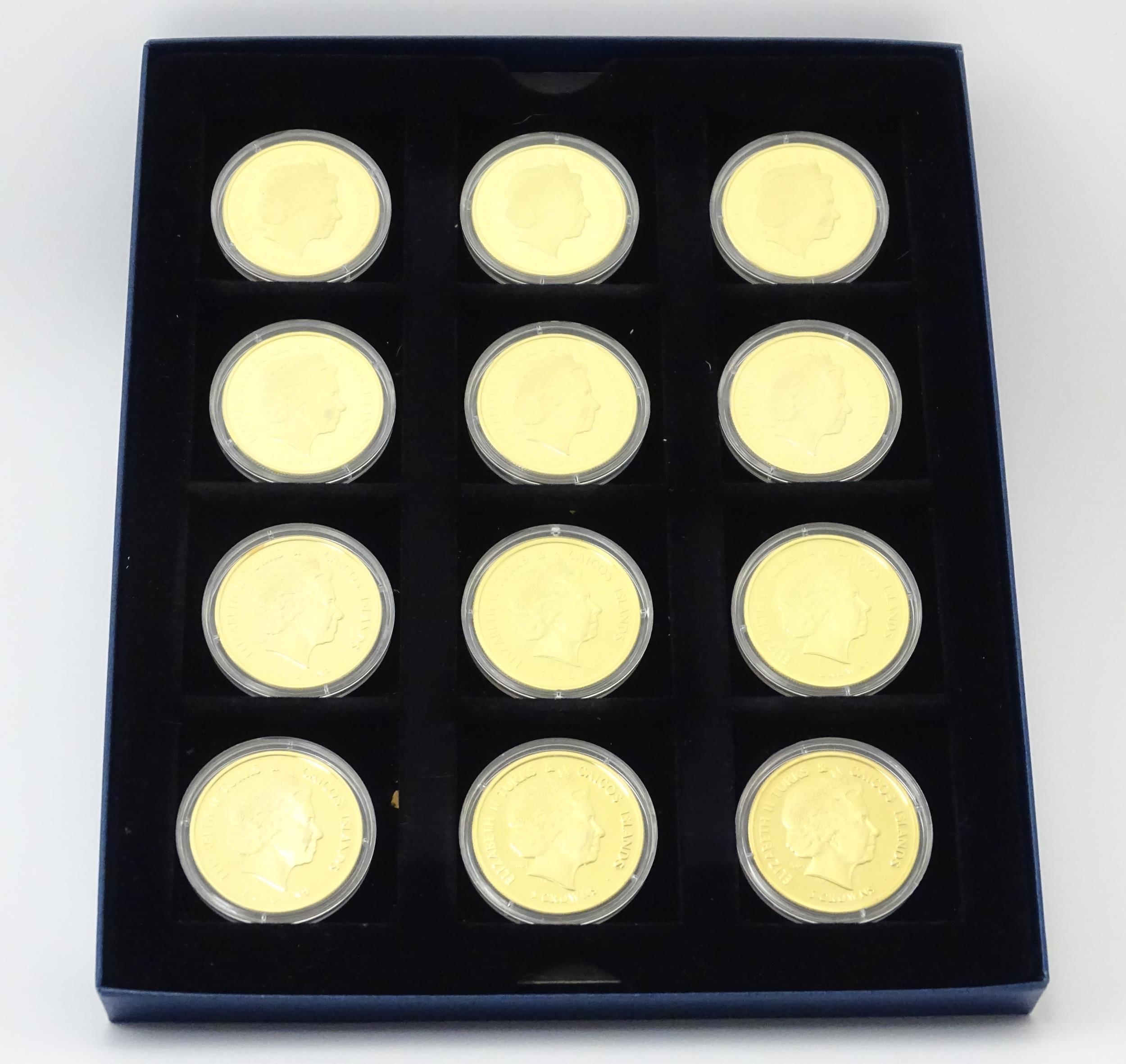 Coins: A boxed set of twelve Westminster Mint gold plated medallions titled the Crown Jewels Coin - Image 4 of 9