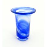 A Swedish Vas Vitreum blue glass vase with flared rim, signed under Vas Vitreum Sweden. Approx. 4