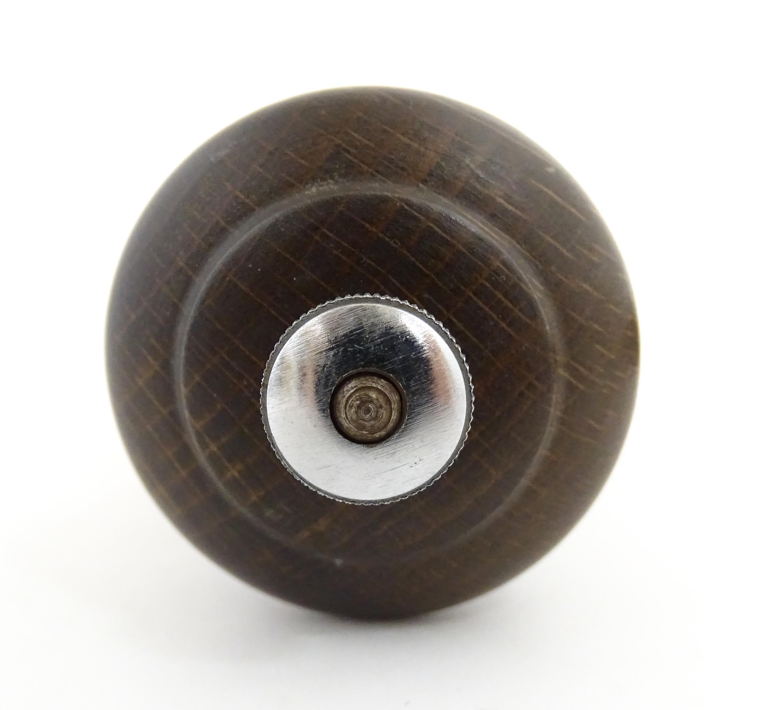 A 20thC turned wooden pepper mill / grinder with silver mount hallmarked Birmingham 1969, maker J. - Image 2 of 8
