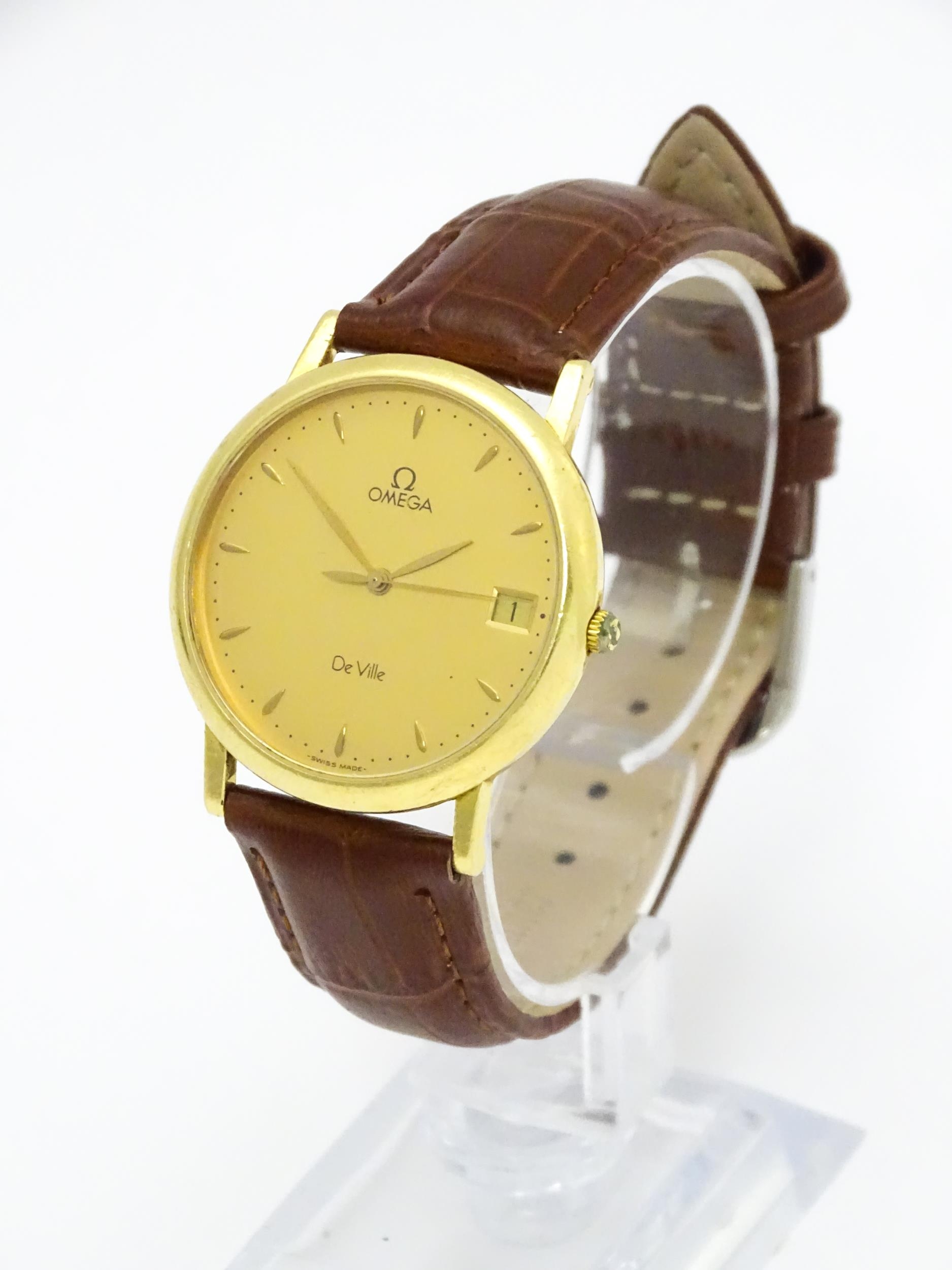 An Omega 18ct gold cased De Ville wristwatch, the dial with hour batons and date aperture. Watch - Image 5 of 17