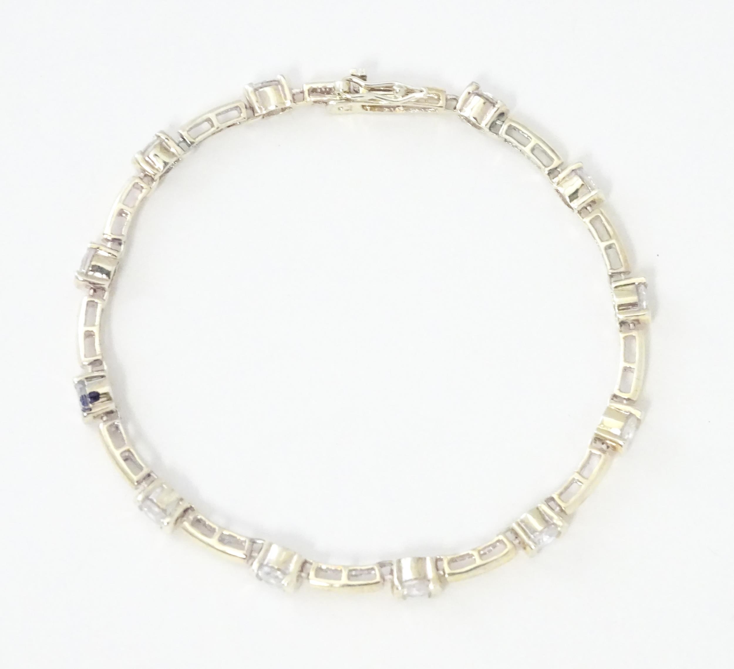 A .925 Silver bracelet set with cubic zirconia. Approx 7 1/2" long Please Note - we do not make - Image 3 of 9