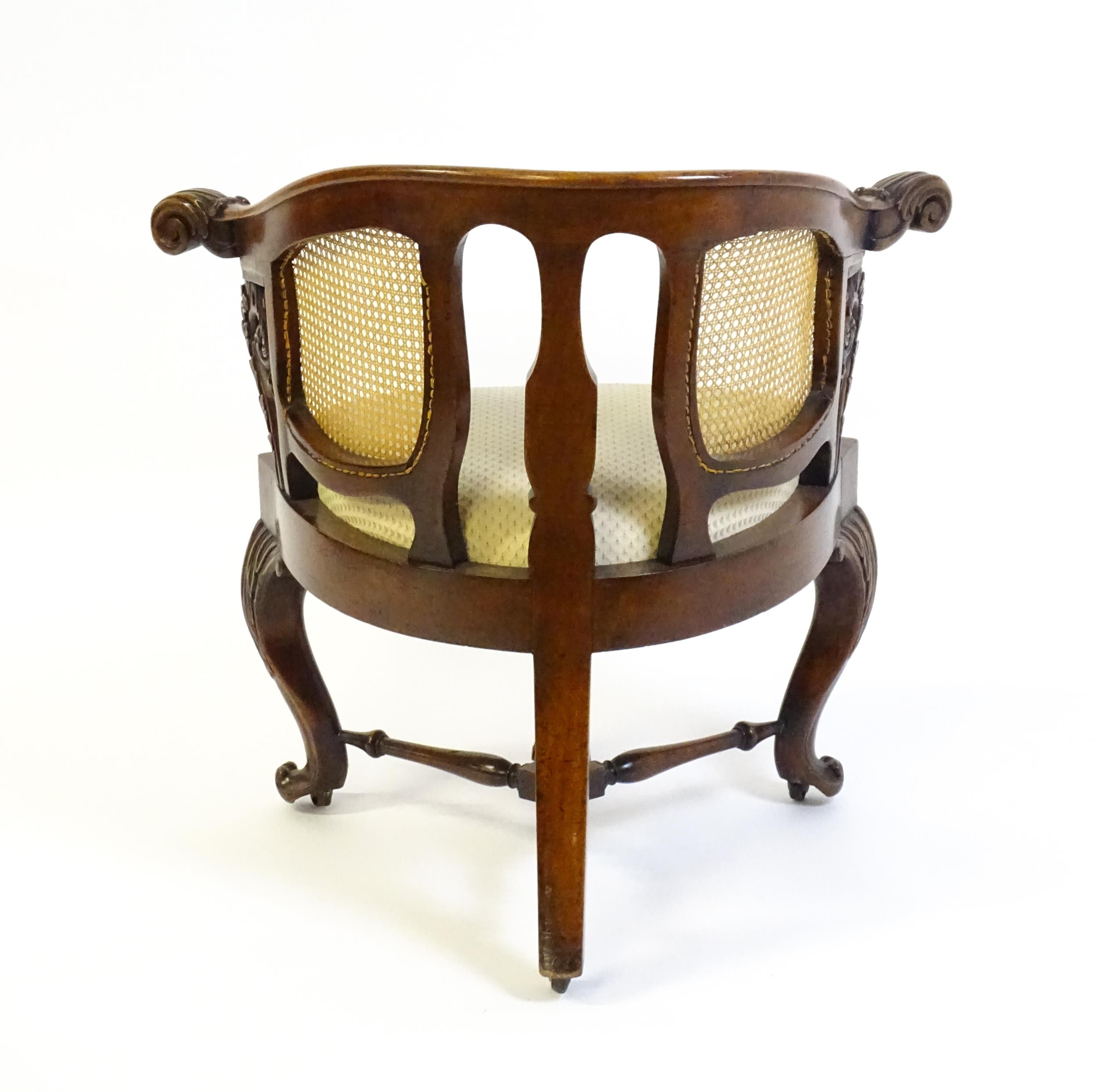 A mid 19thC mahogany Burgermeister chair, this continental chair having a bowed backrest terminating - Image 9 of 9