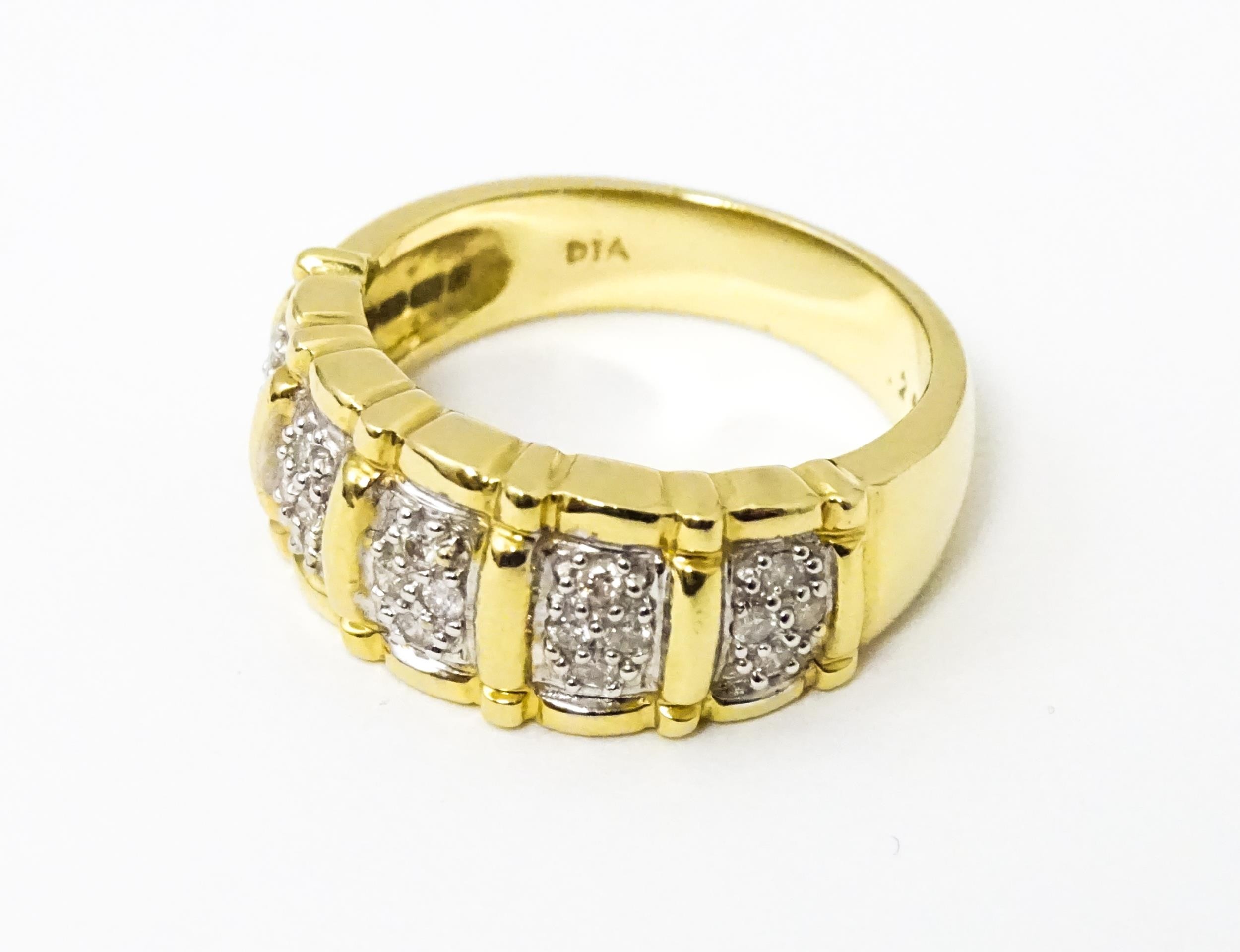 A 14ct gold ring set with diamonds. Ring size approx. M 1/2 Please Note - we do not make reference - Image 2 of 6