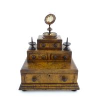 A 19thC burr walnut tiered sewing box / casket, of stepped form, comprising three sections